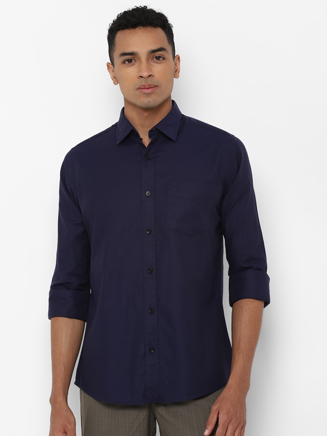 

Allen Solly Men Navy Blue Slim Fit Pure Cotton Casual Shirt