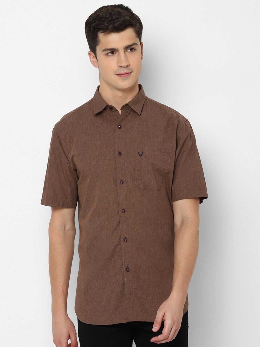 

Allen Solly Men Brown Slim Fit Solid Pure Cotton Casual Shirt