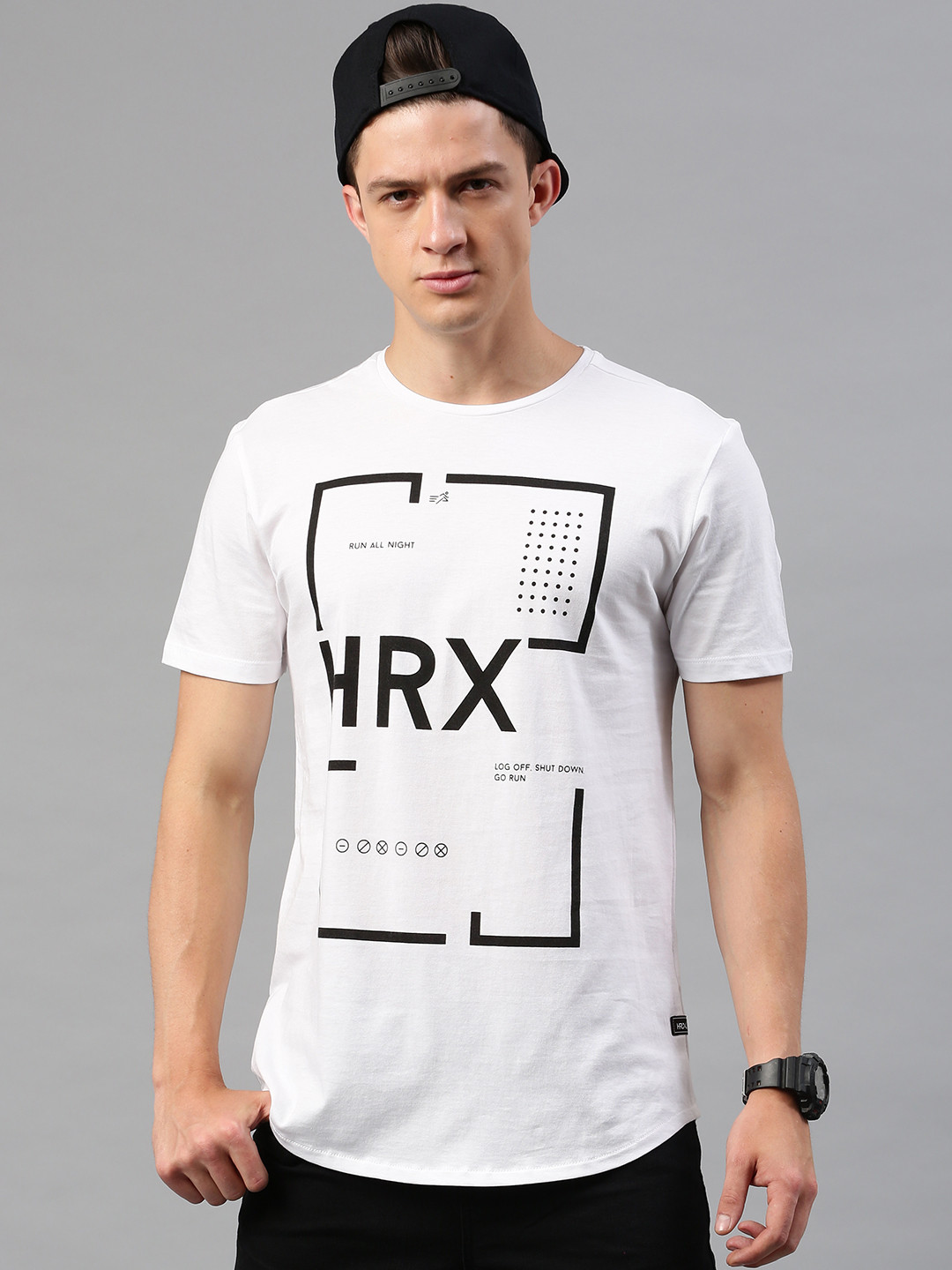 

HRX by Hrithik Roshan Men White Printed Round Neck Pure Cotton T-shirt