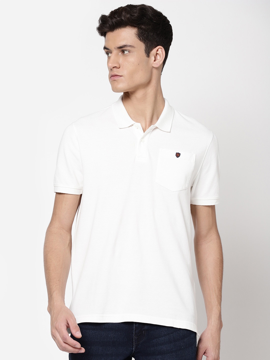 

AD By Arvind Men White Raw Edge T-shirt
