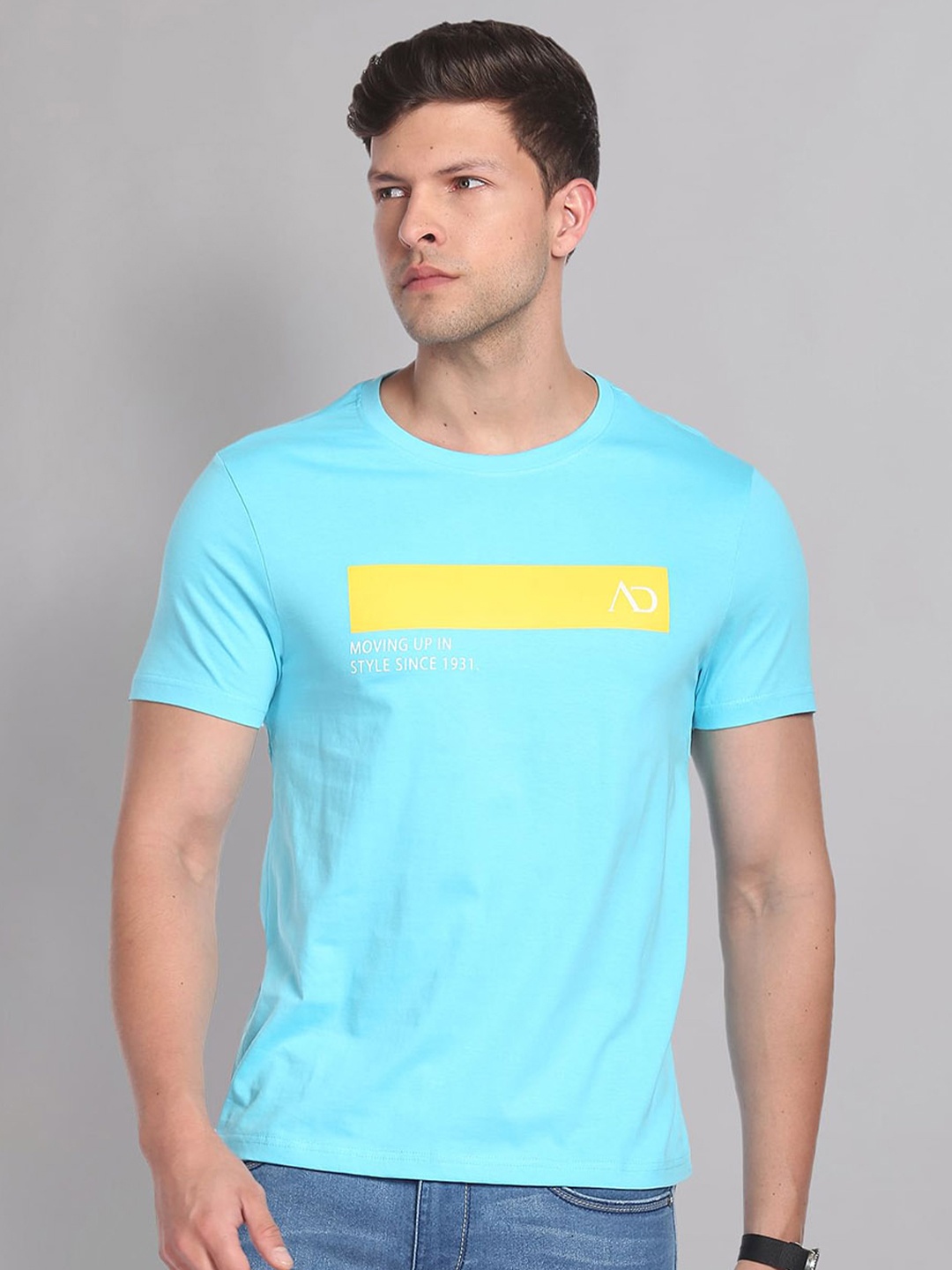 

AD By Arvind Men Blue Printed T-shirt