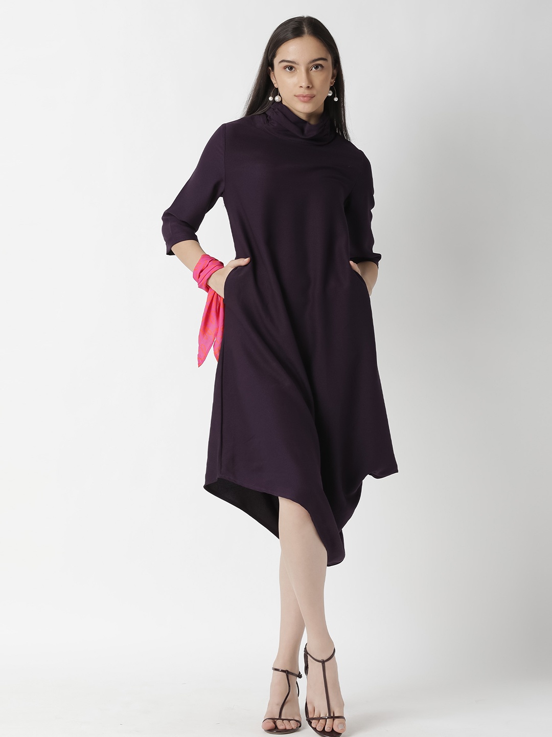 

RAREISM Purple A-Line Midi Dress