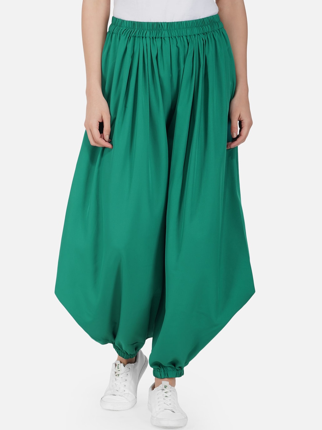 

FABNEST Women Green Solid Harem Pants