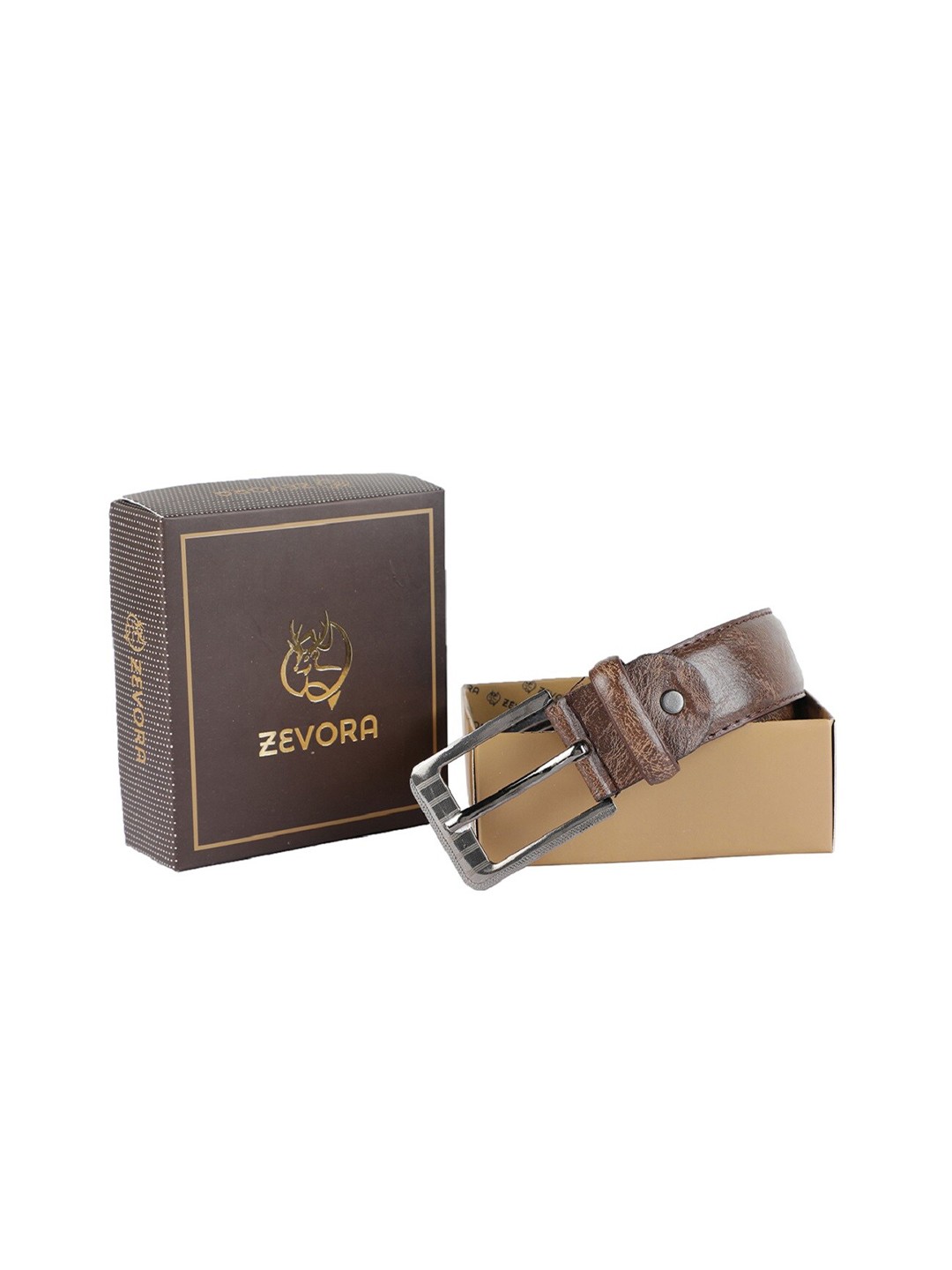 

ZEVORA Men Brown Textured PU Formal Belt