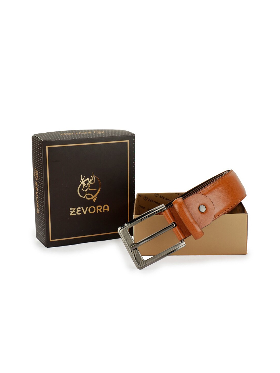 

ZEVORA Men Brown Textured PU Formal Belt