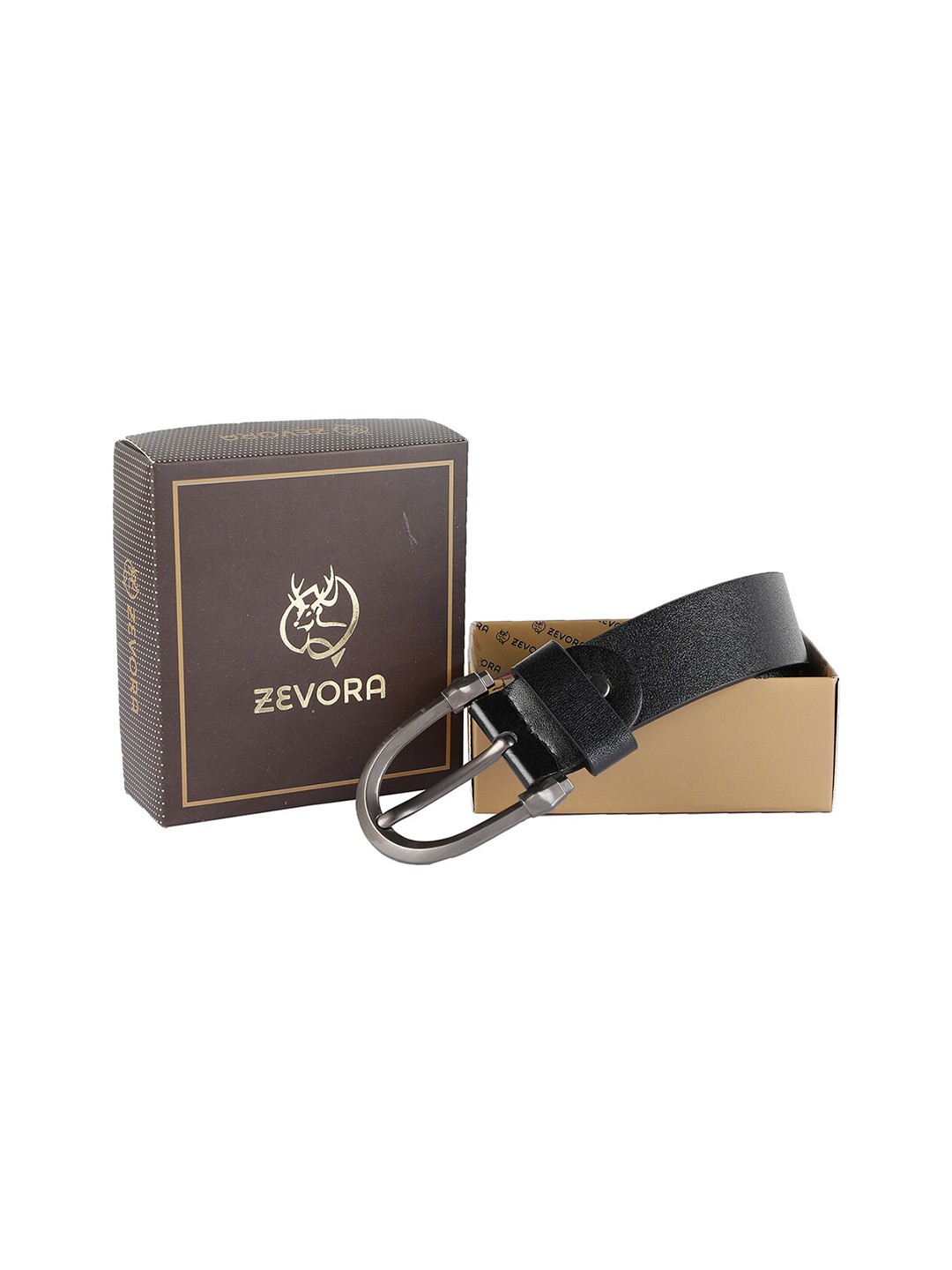 

ZEVORA Men Black Textured PU Formal Belt