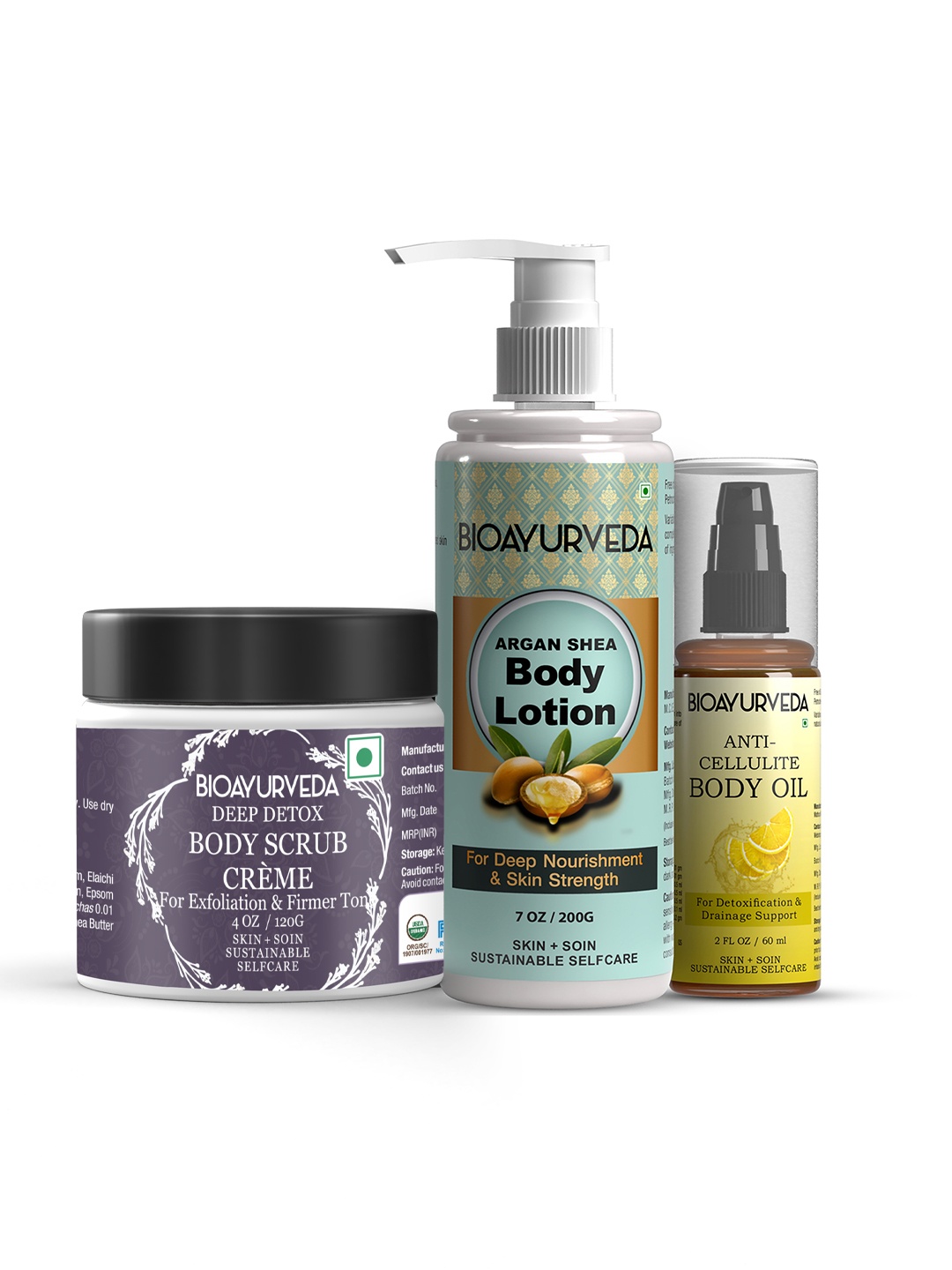 

BIOAYURVEDA Set of Body Lotion-Oil & Scrub, Blue