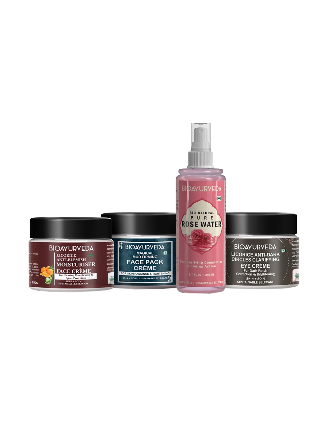 

BIOAYURVEDA Set of Face Pack-Moisturiser-Toner & Eye Cream, Pink