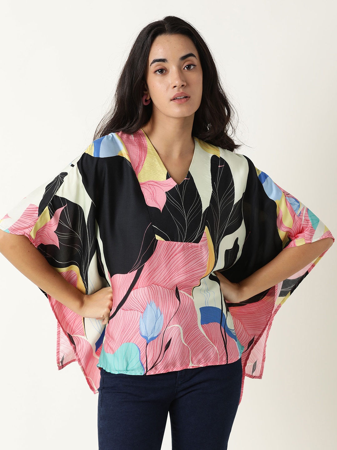 

RAREISM Multicoloured Printed Kimono Sleeves Top, Multi