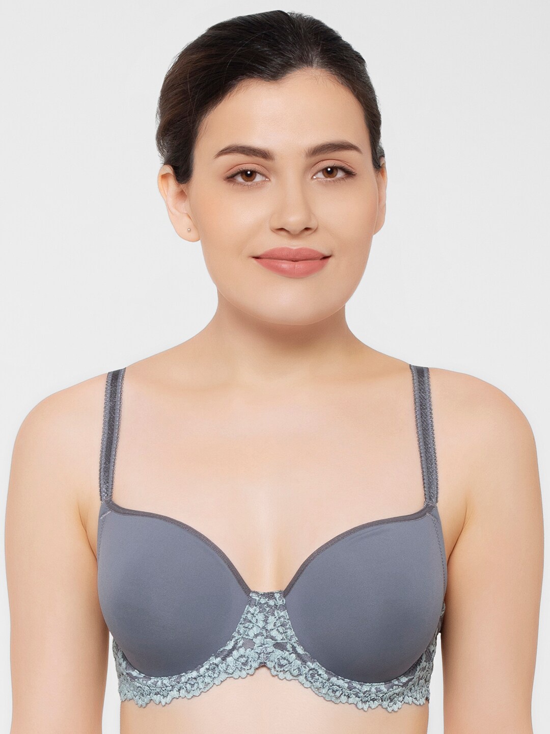

Wacoal Grey Floral Bra Underwired Lightly Padded