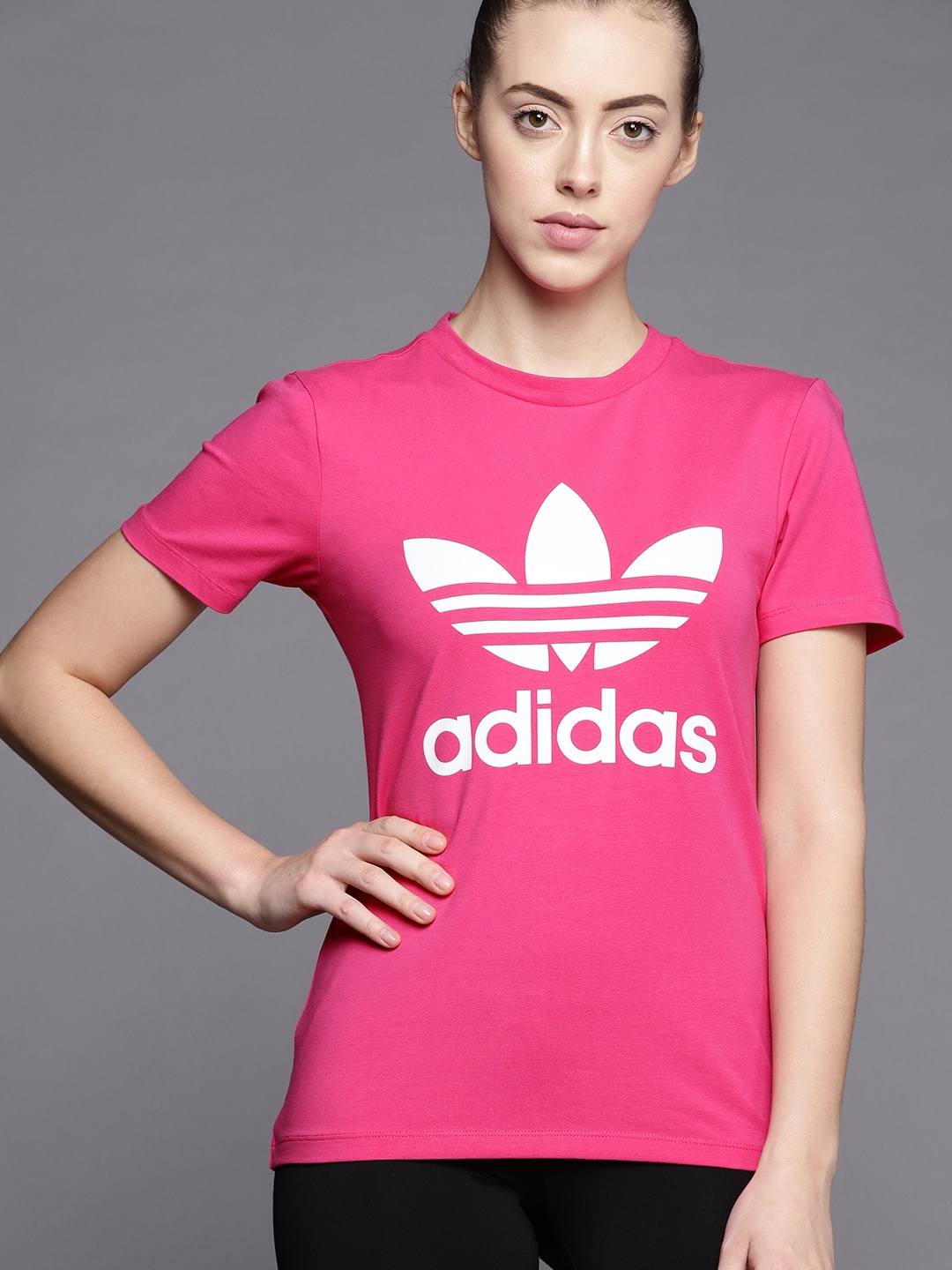 

ADIDAS Originals Women Pink & White Adicolor Classics Trefoil Sustainable Tee