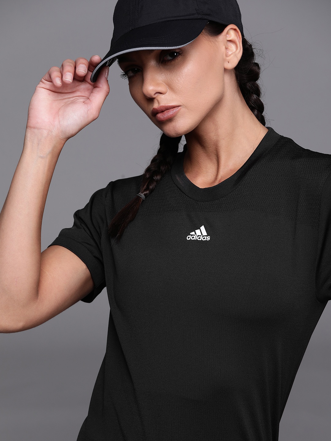 

ADIDAS Women Black SML Slim Fit Sustainable T-shirt