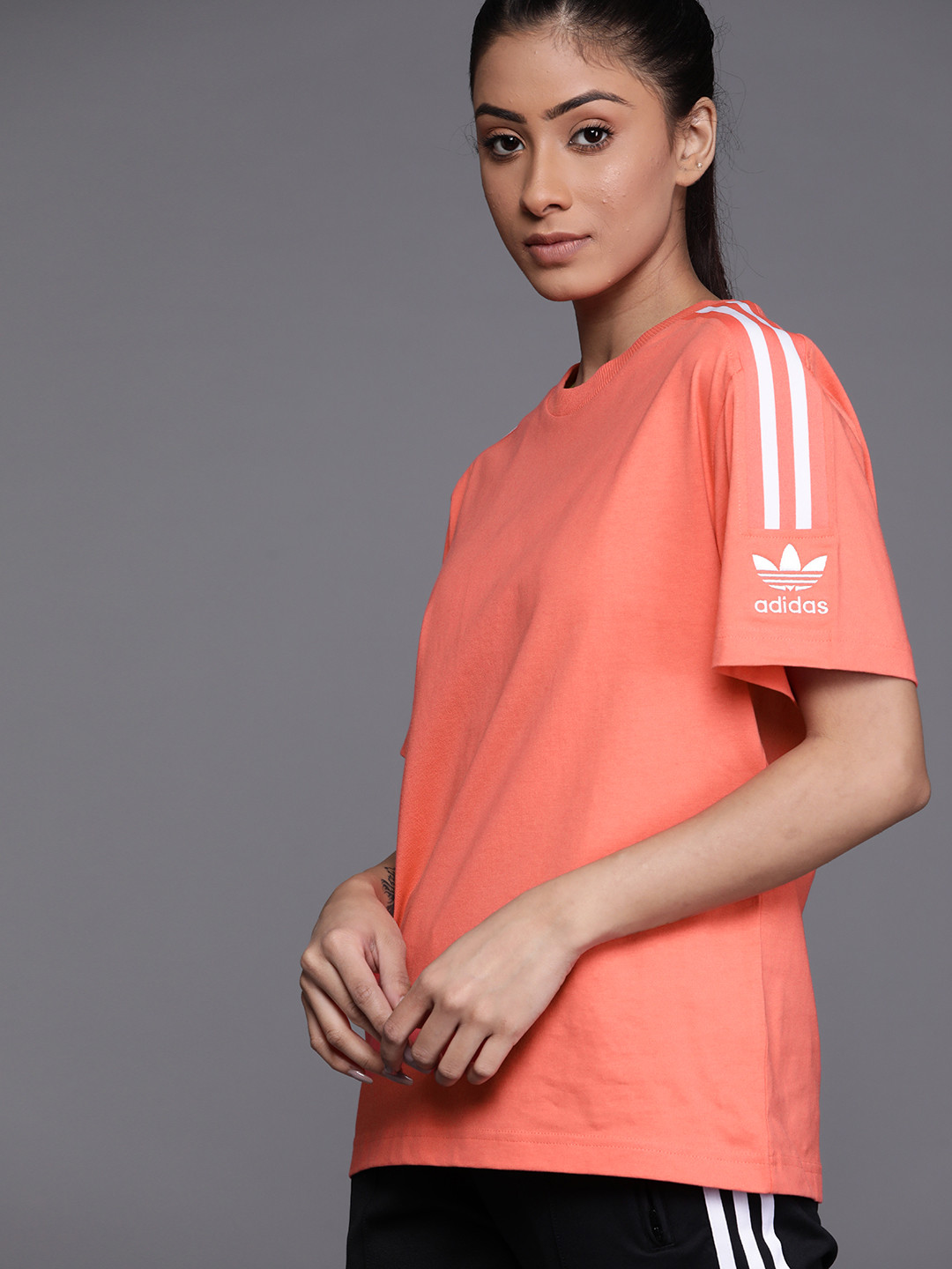 

ADIDAS Originals Women Peach-Coloured Tight Pure Cotton Sustainable T-shirt