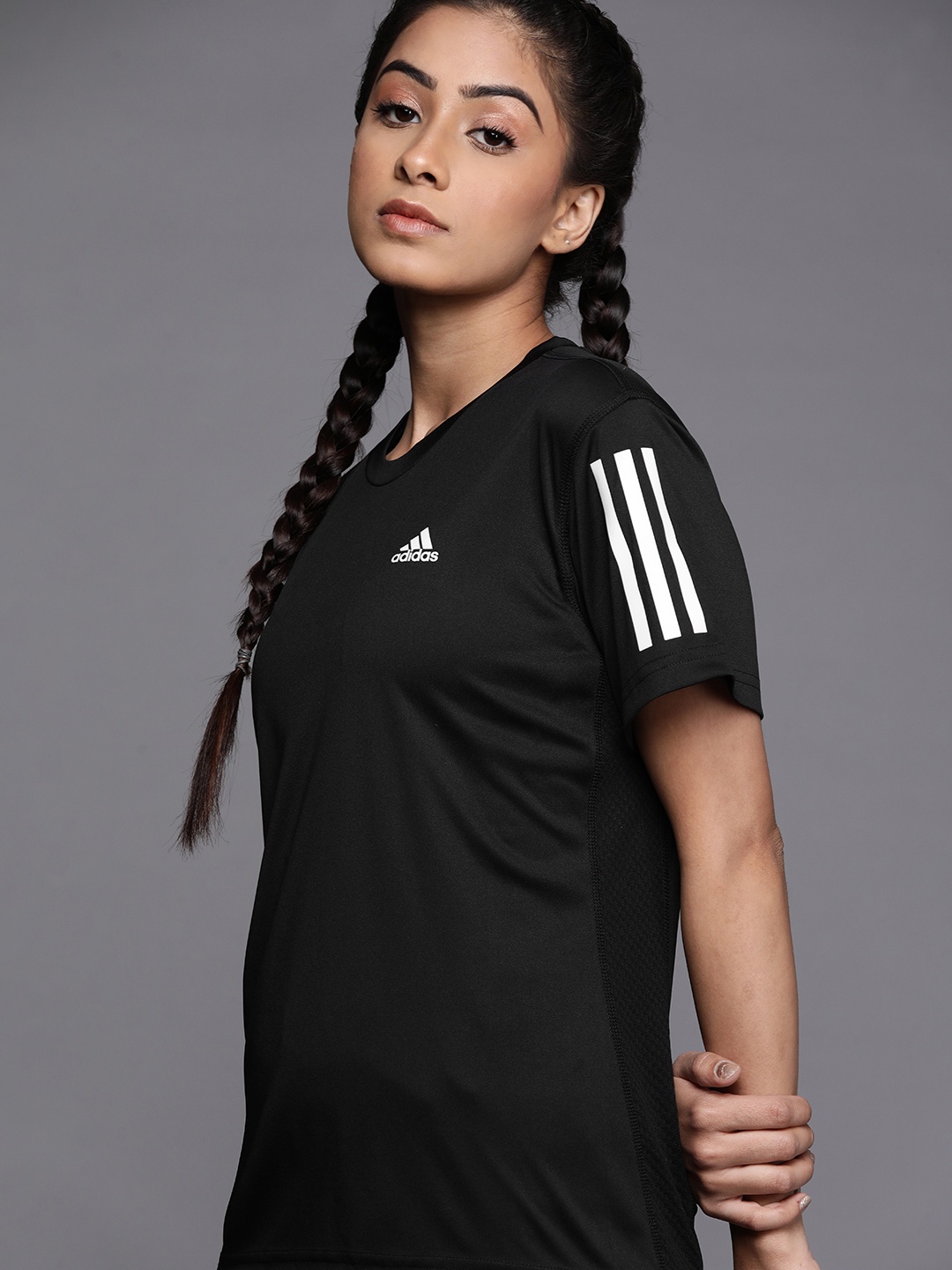 

ADIDAS Women Black Own The Run Solid Aeroready Running T-shirt