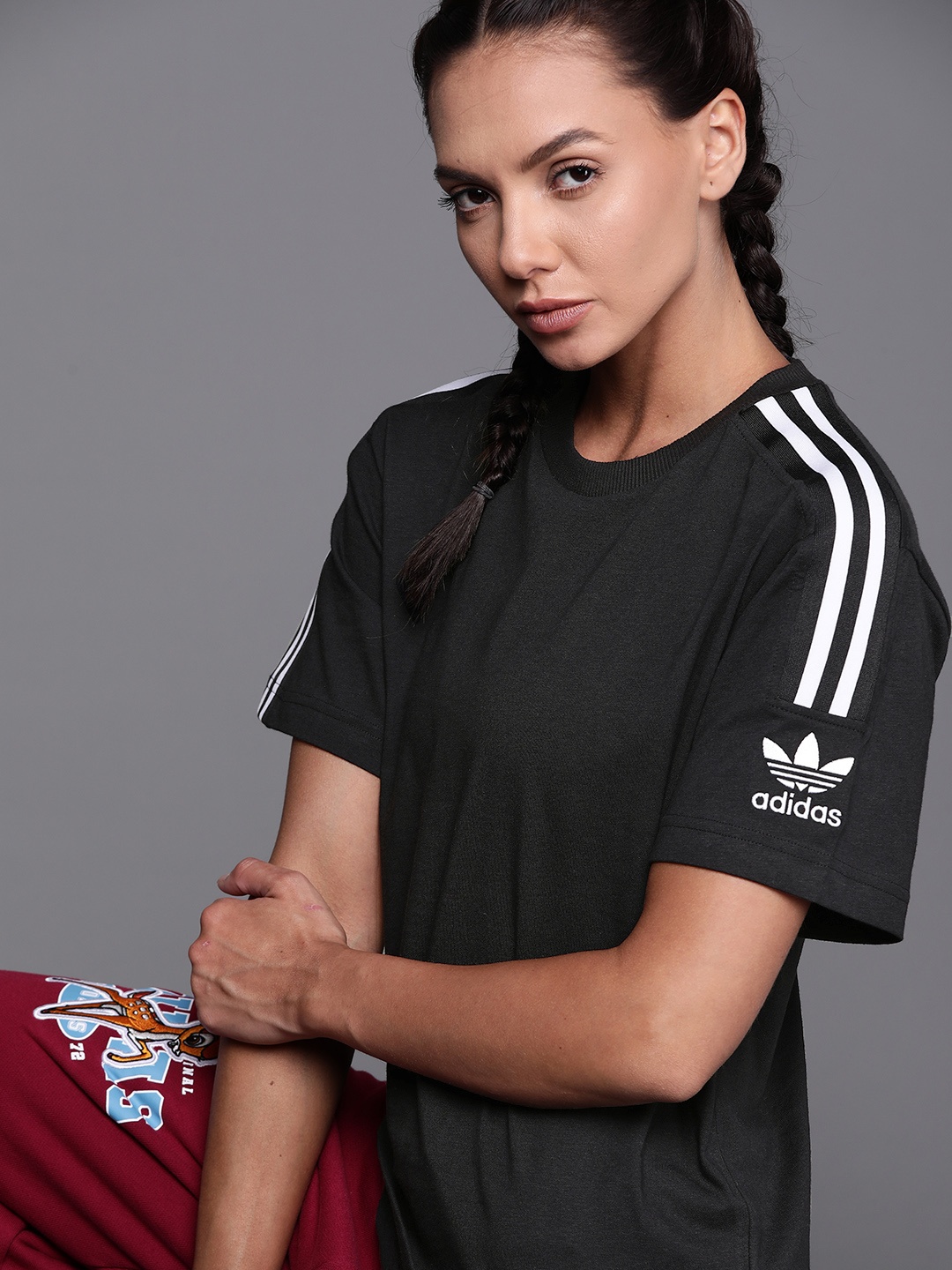 

ADIDAS Originals Women Black Pure Cotton Solid Tight Sustainable T-shirt