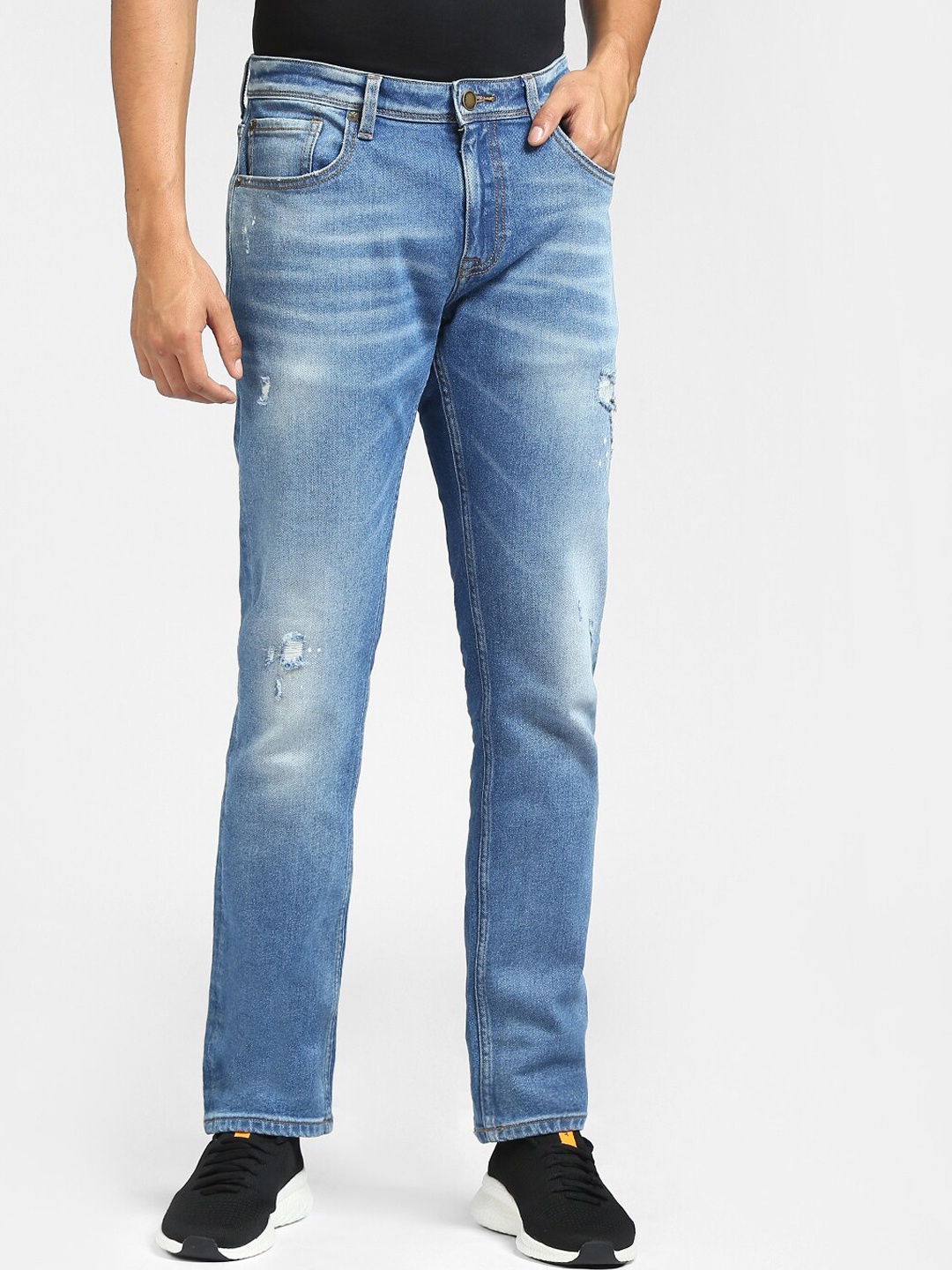 

Jack & Jones Men Blue Low-Rise Low Distress Heavy Fade Stretchable Jeans