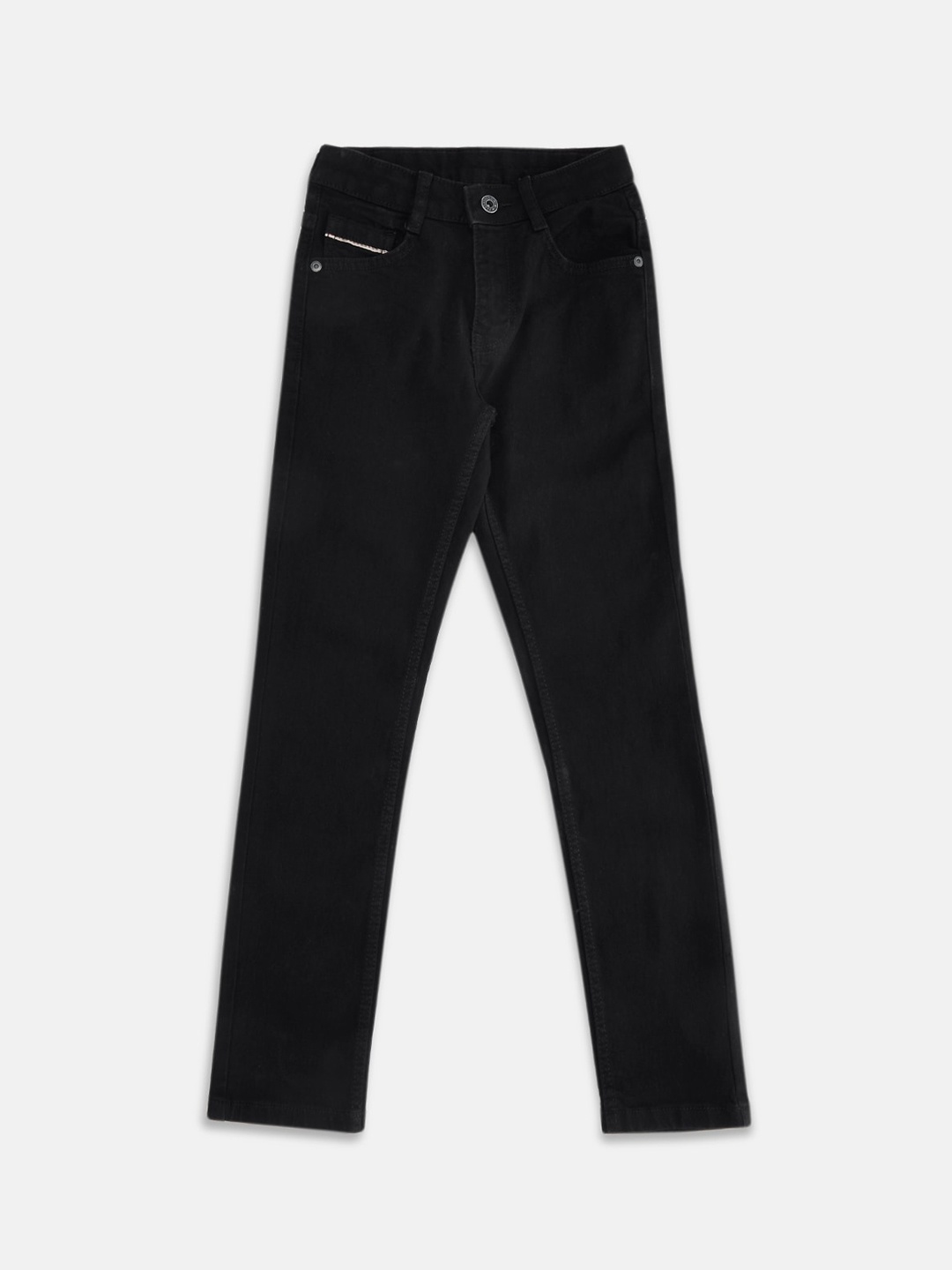 

Pantaloons Junior Boys Black Solid Tapered Fit Jeans