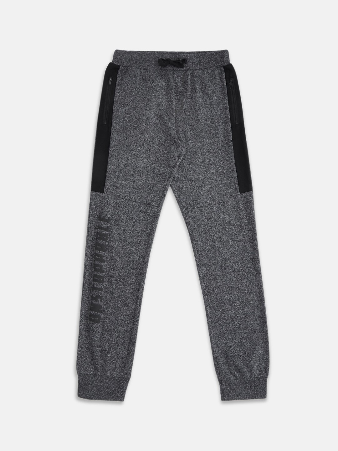 Pantaloons Junior Boys Grey & Black Typography Printed Pure Cotton Joggers