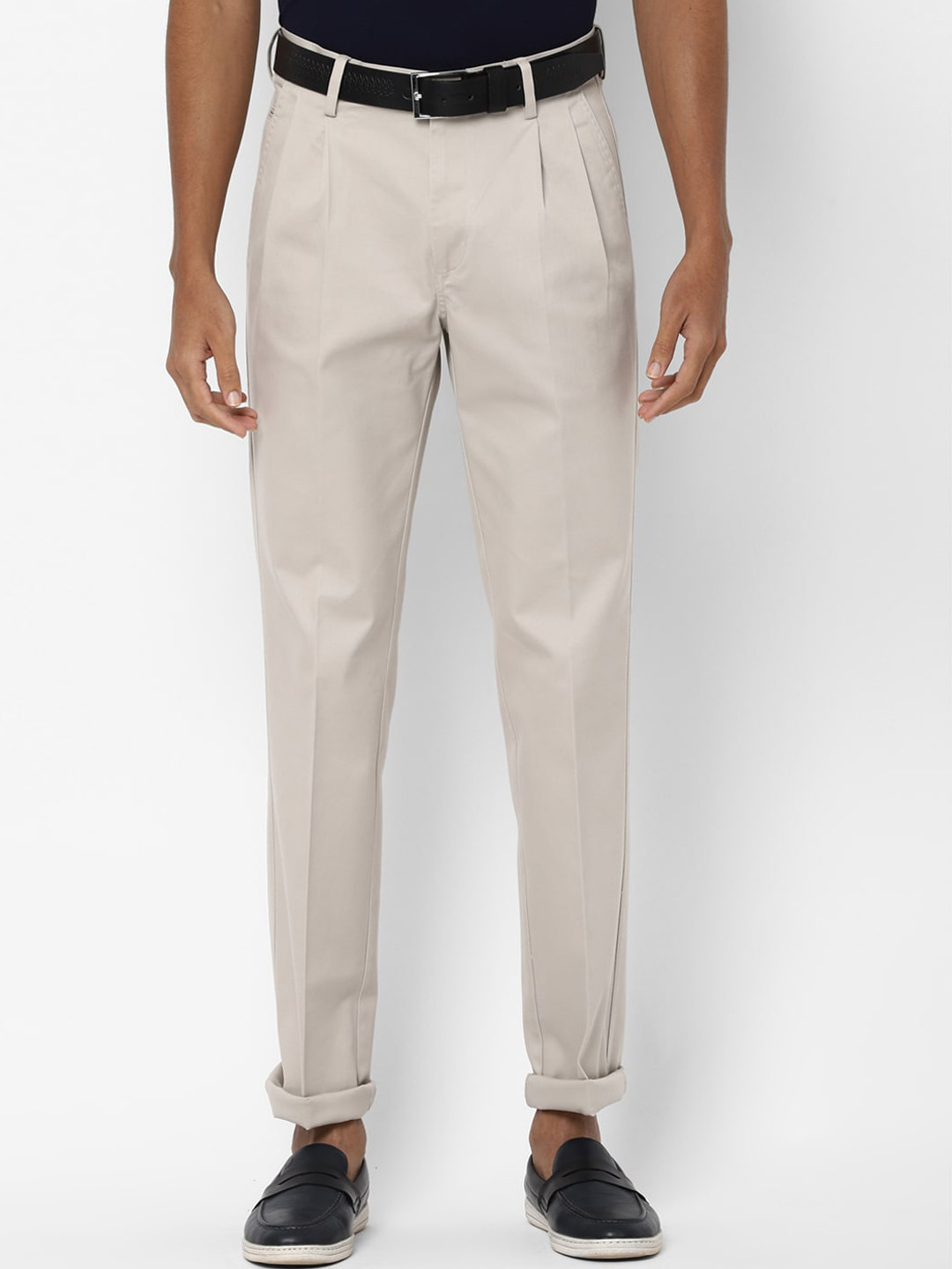 

Allen Solly Men Beige Pleated Trousers