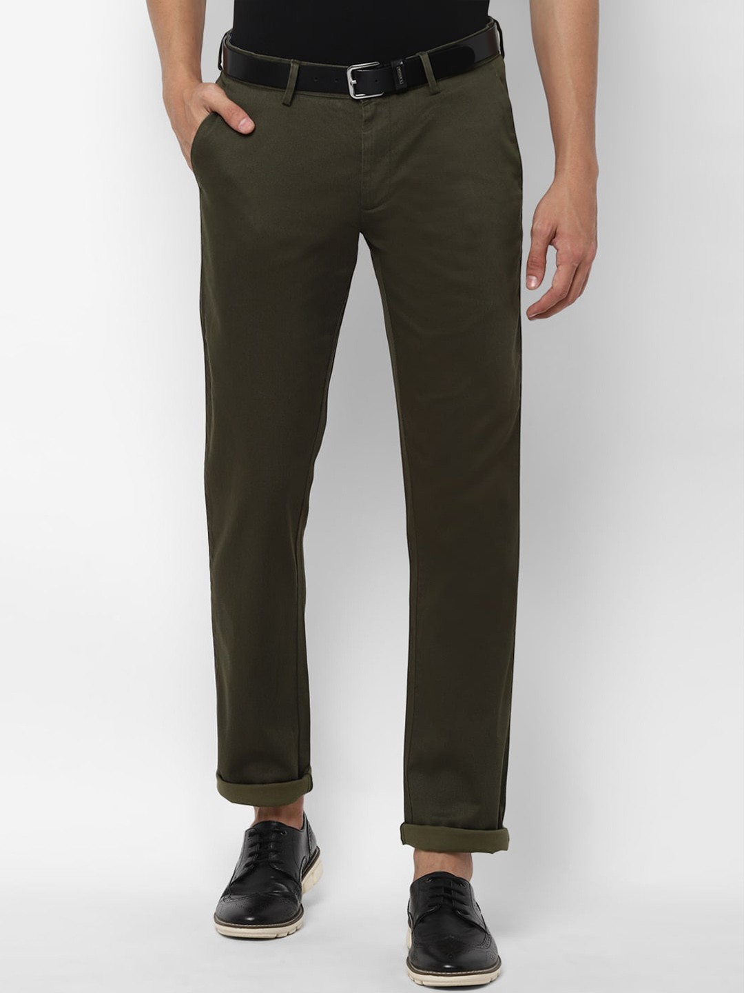 

Allen Solly Men Olive Green Slim Fit Trousers