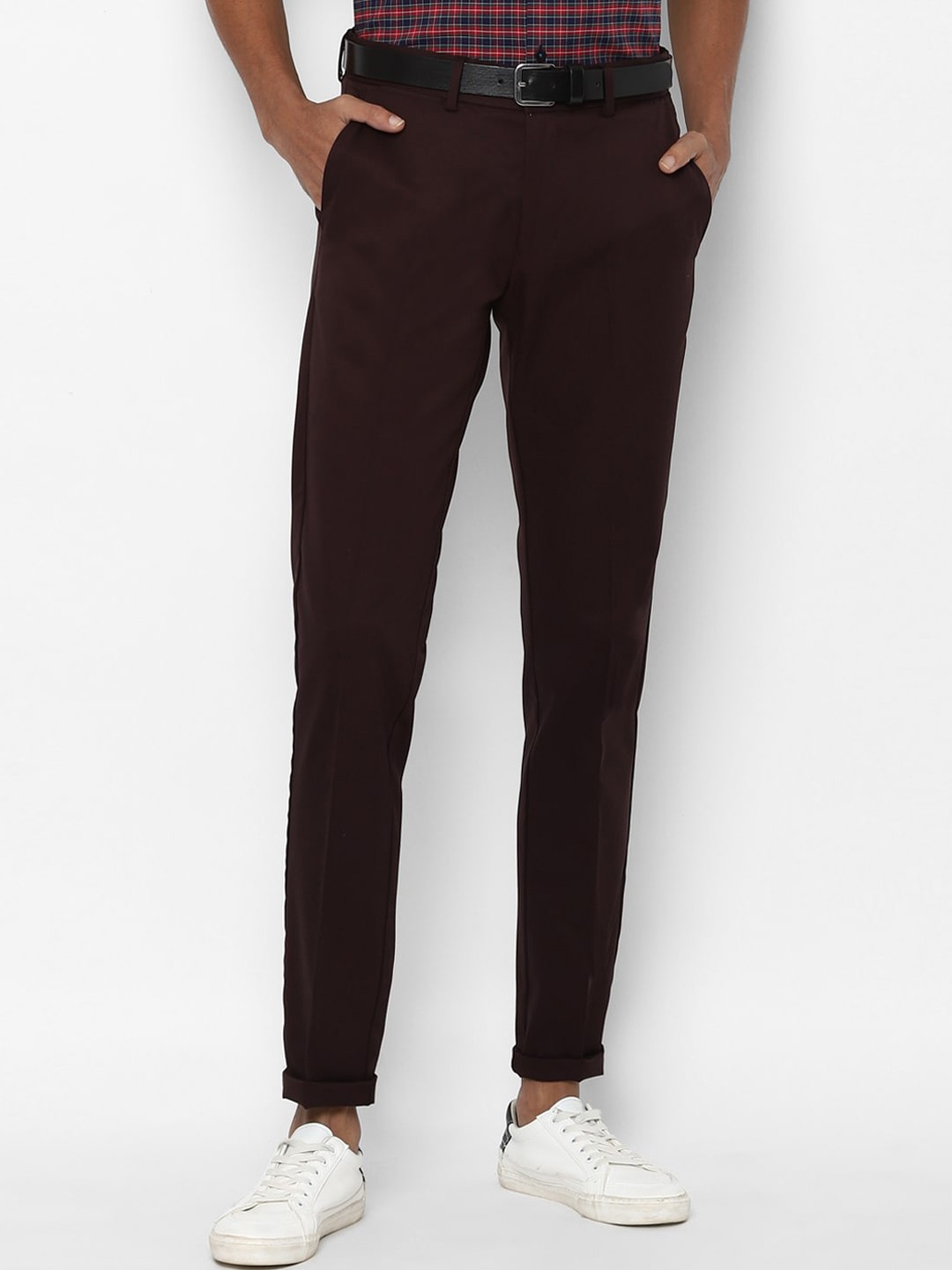 

Allen Solly Men Maroon Regular Fit Trousers