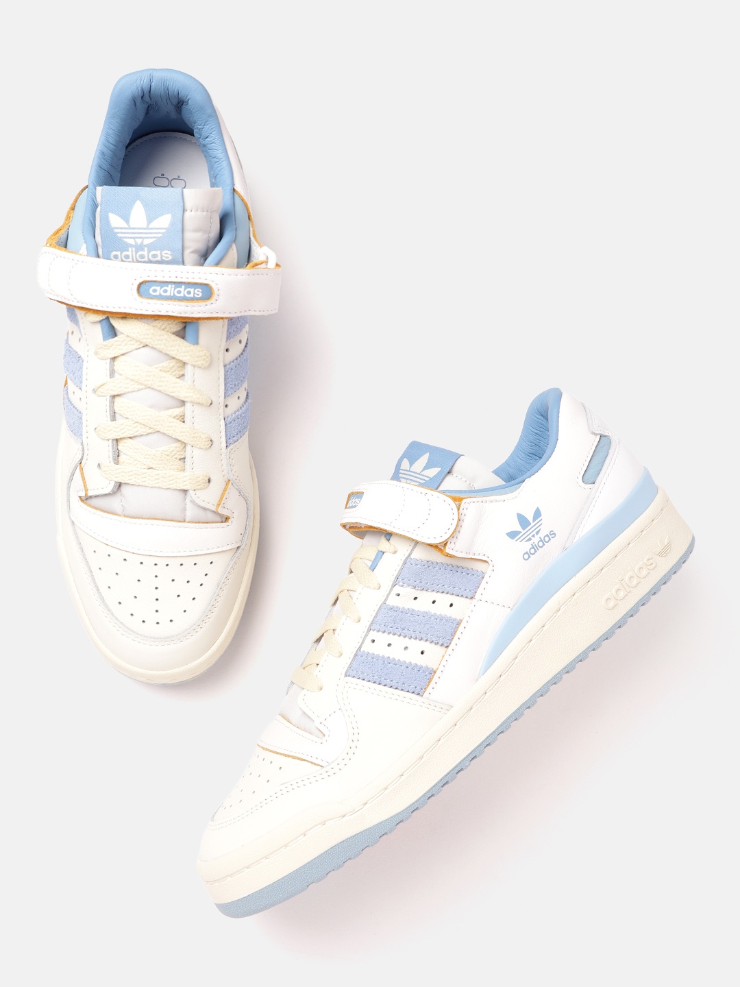 

ADIDAS Originals Men White & Blue Solid Perforated Leather Forum 84 LG Sneakers