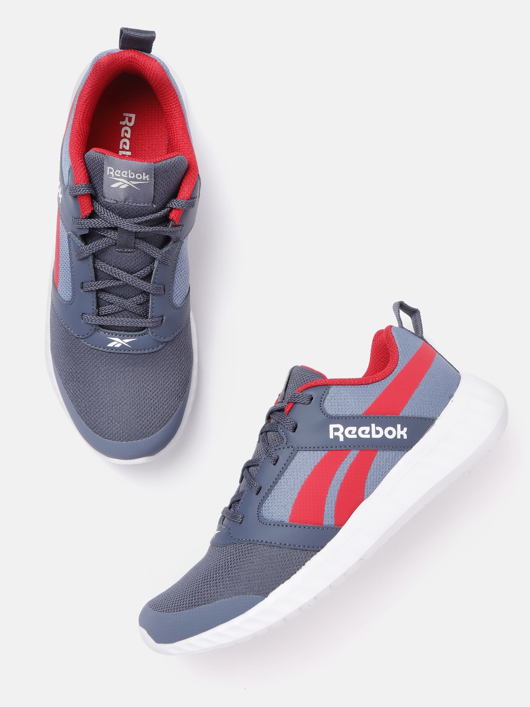 

Reebok Men Blue & Red Striped Candler Running Shoes