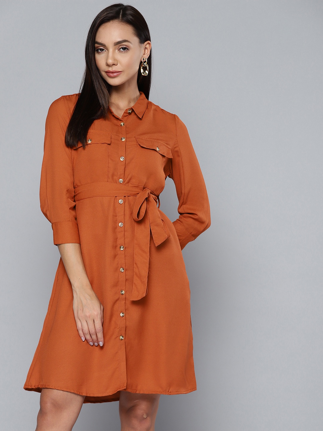 

Chemistry Rust Shirt Dress