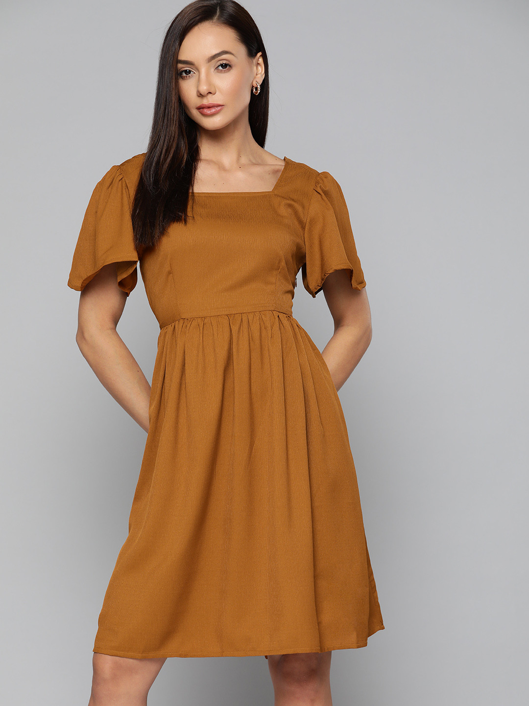 

Chemistry Women Mustard Yellow A-Line Dress