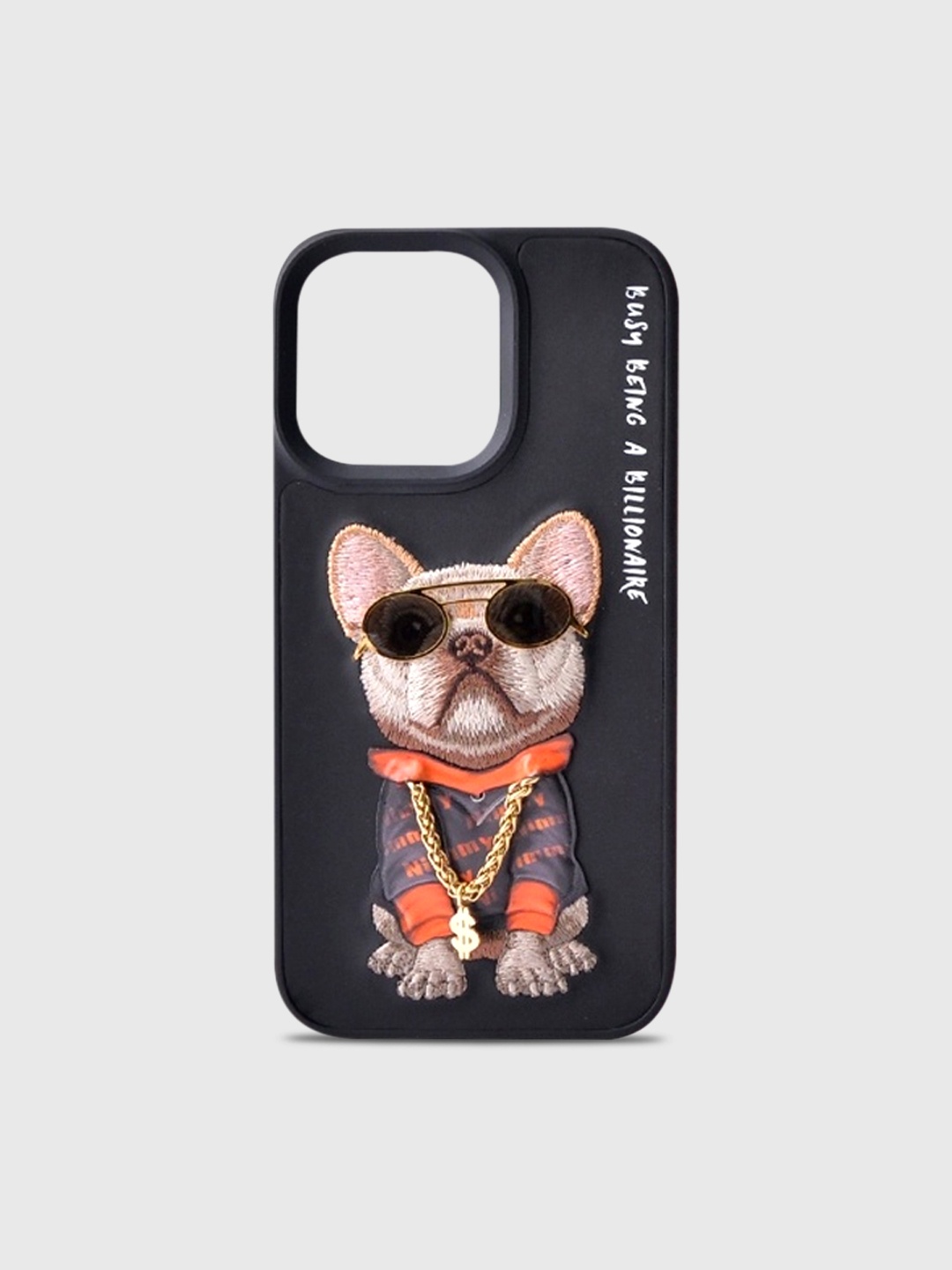 

Treemoda Grey & Orange Swag Dog Embroidered iPhone 12 Back Case