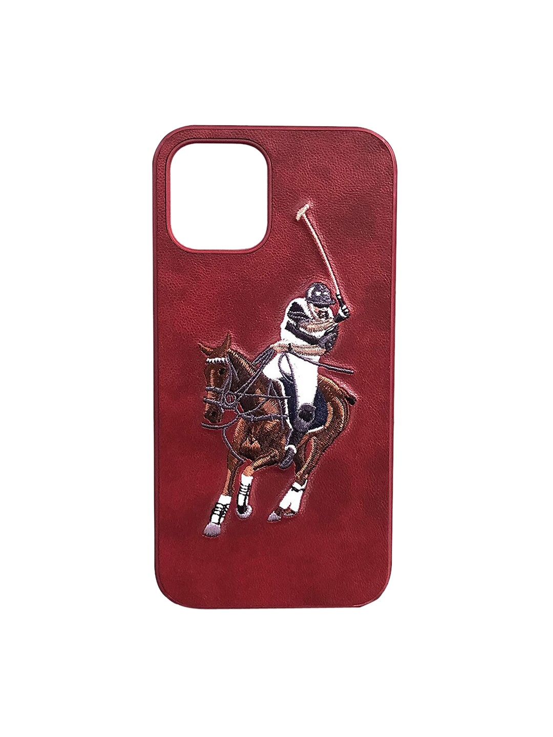 

TREEMODA Red Embroided SB Series Leather Apple iPhone 13 Pro Back Case