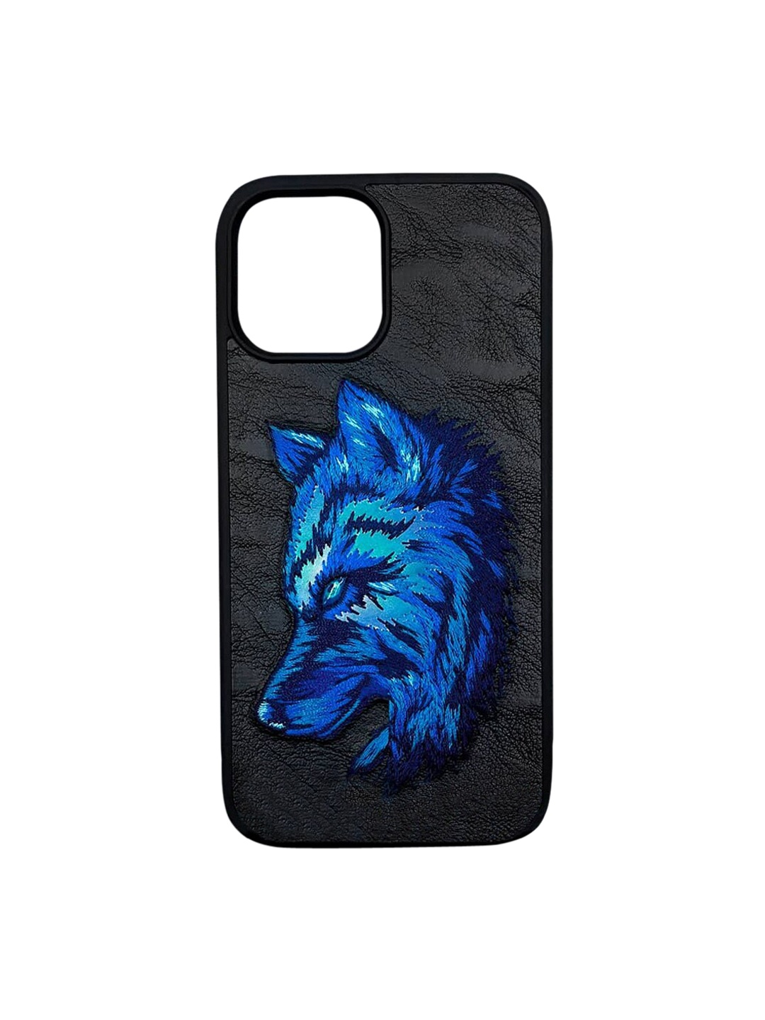 

TREEMODA Black & Blue Printed Leather iPhone 13 Pro Max Back Case