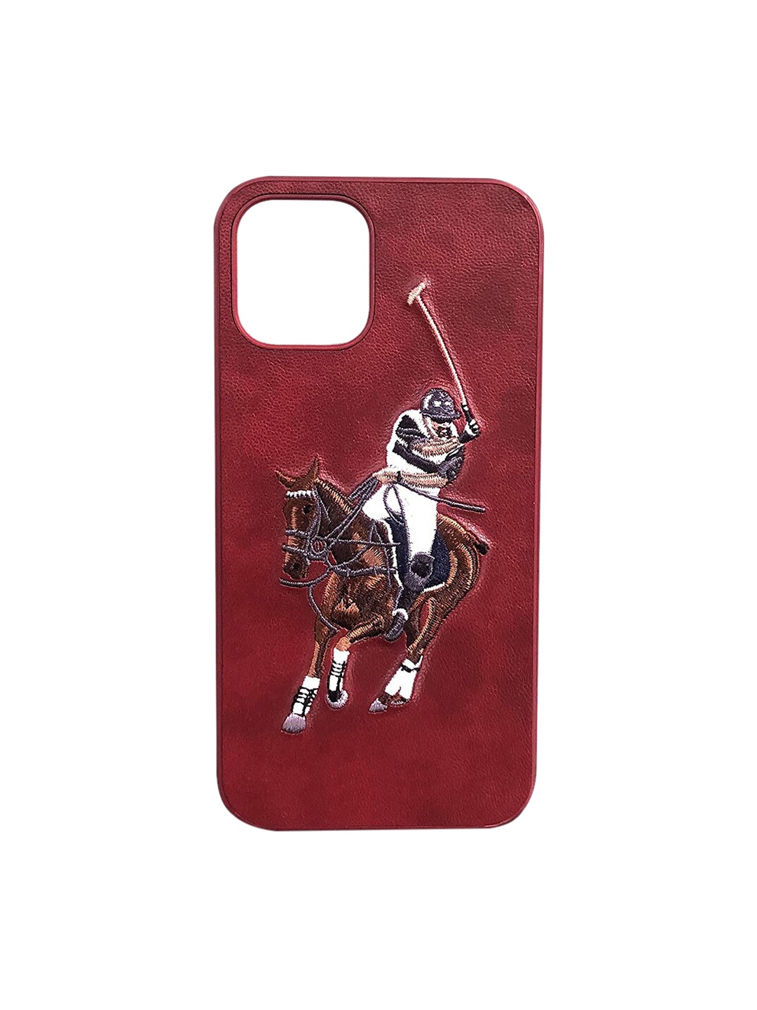 

TREEMODA Red & Brown Quirky Embroided Leather iPhone 13 Back Case