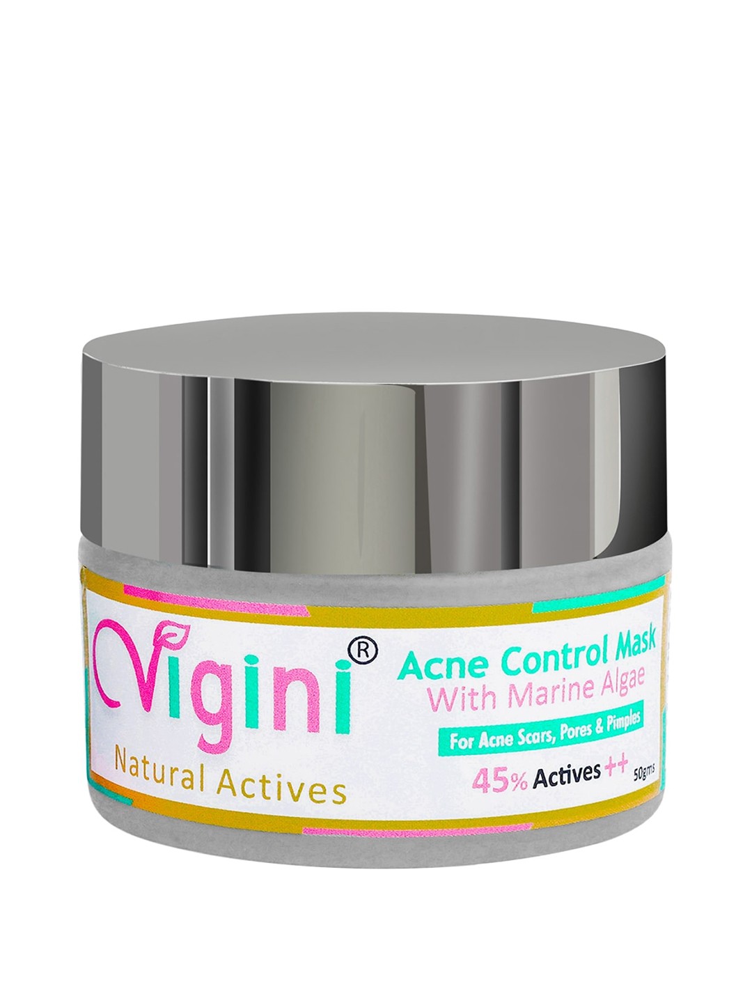 

Vigini Actives Marine Algae Acne Clay Face Pack Mask Control Oil Pimple & Scars Remover, White