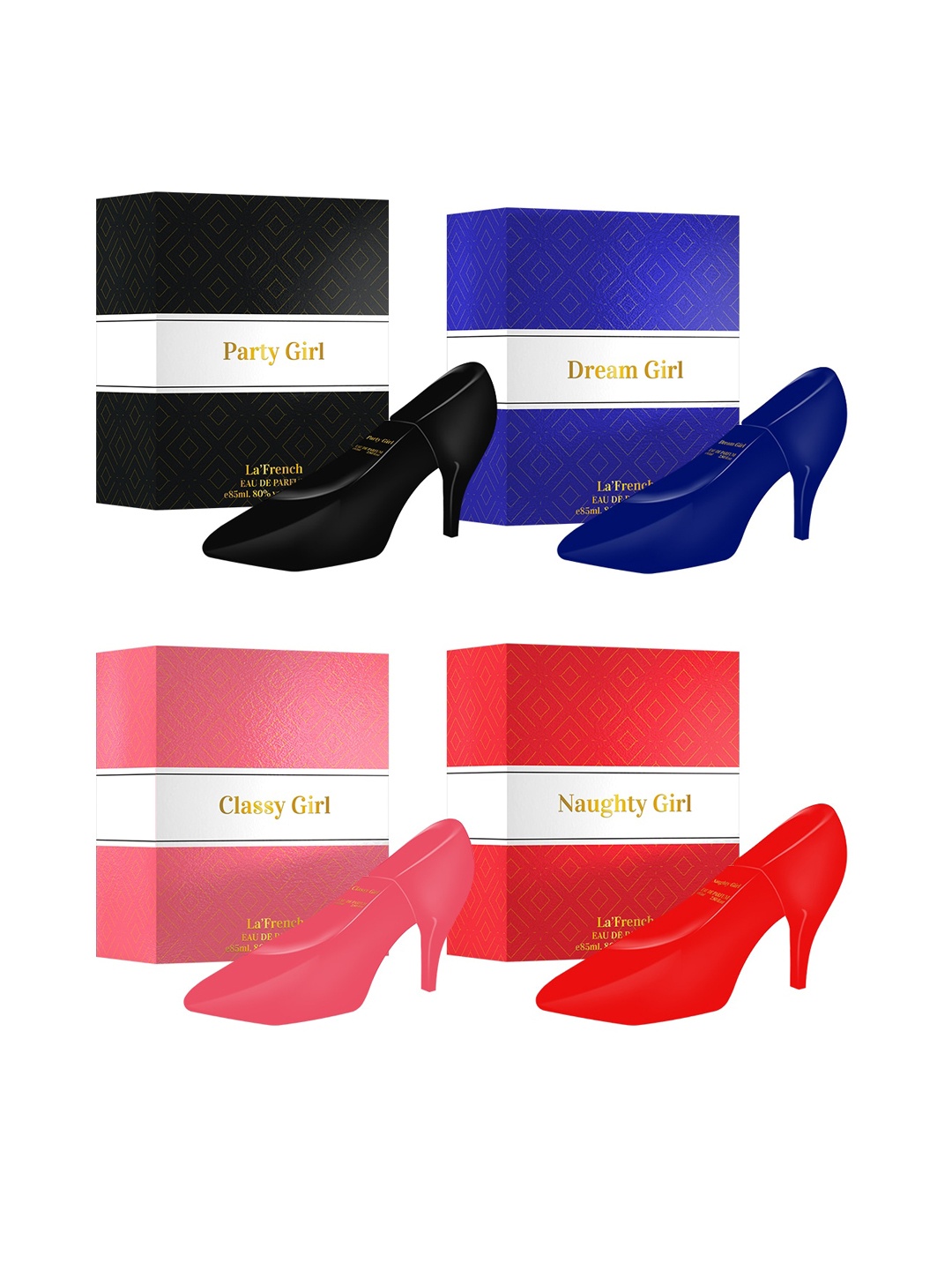 

La French Set of Party Girl-Dream Girl-Classy Girl & Naughty Girl EDP - 85 ml Each, Multi