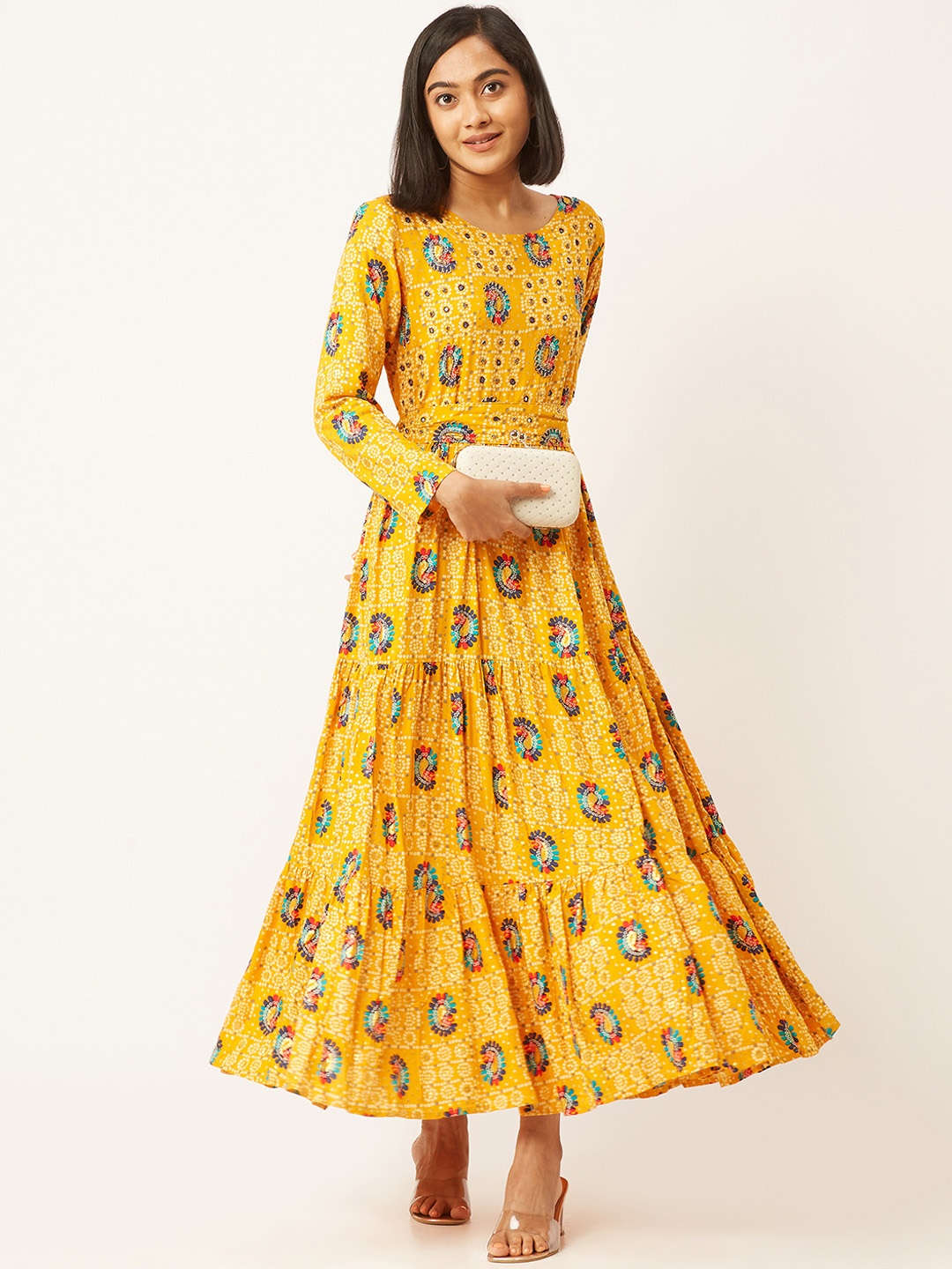 

ZOLA Women Mustard Yellow Printed Anarkali Kurta