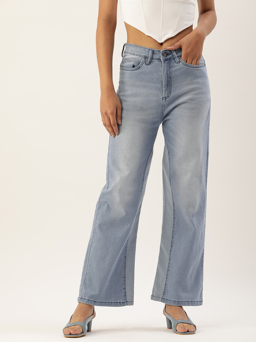 

FOREVER 21 Women Blue Light Fade Stretchable Jeans