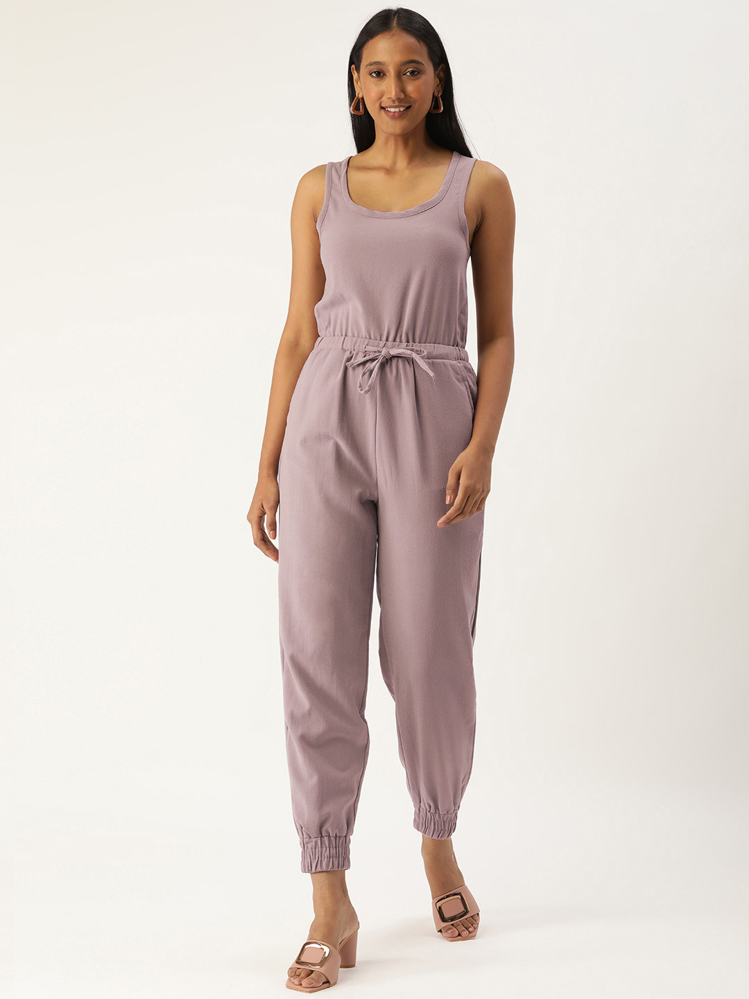 

FOREVER 21 Women Lavender Solid Basic Jumpsuit