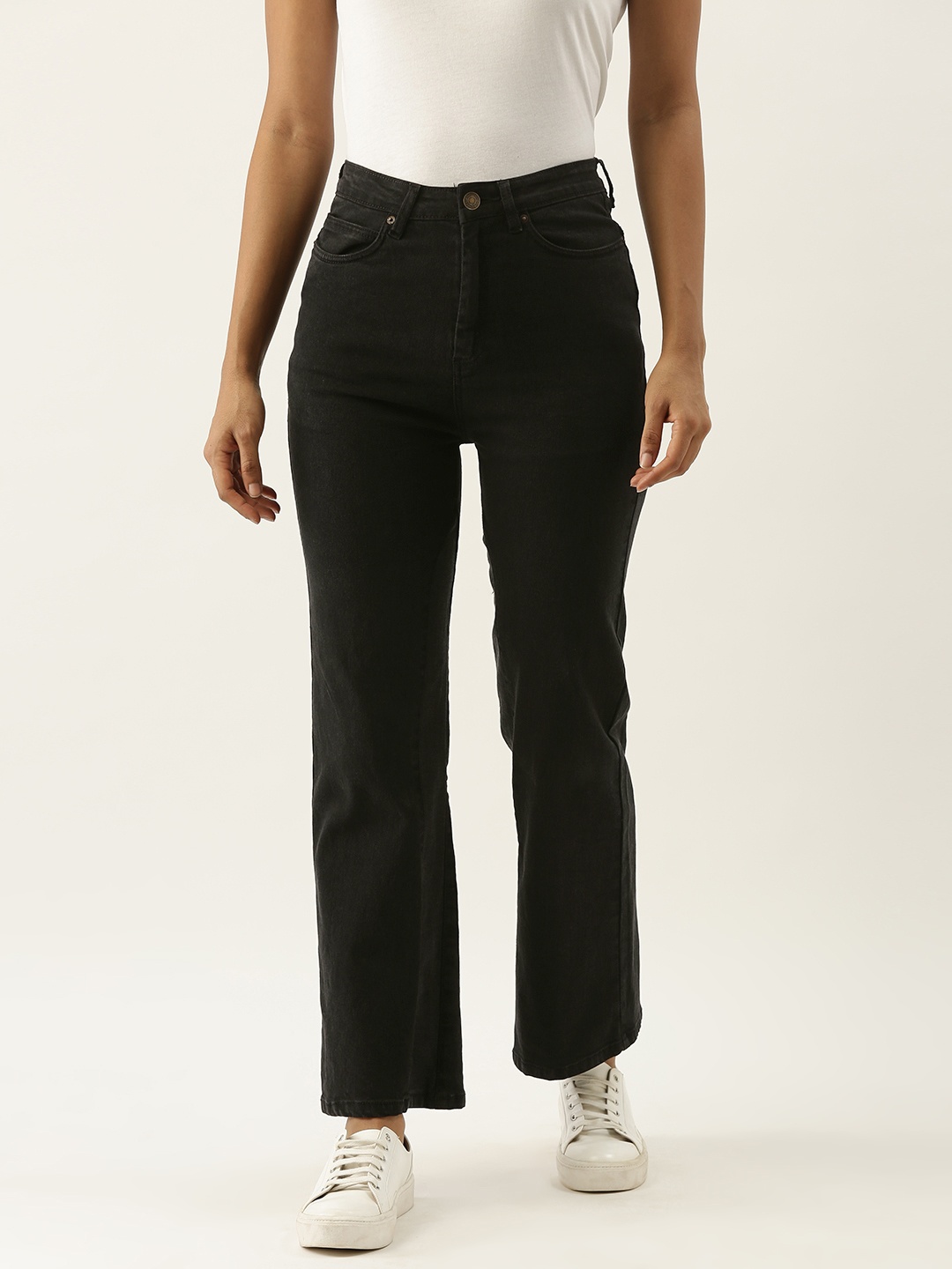 

FOREVER 21 Women Black High Rise Regular Fit Stretchable Jeans
