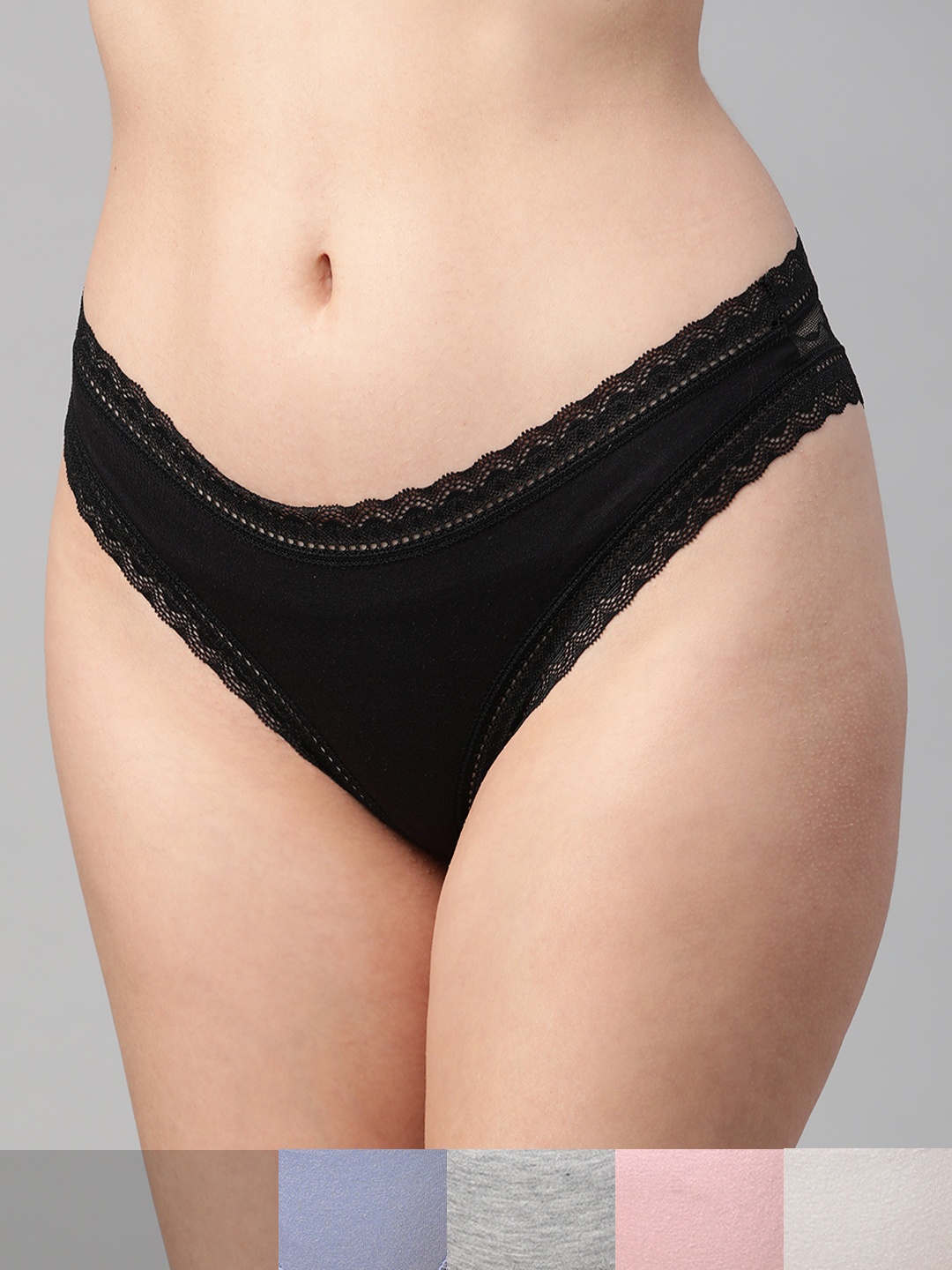 

Marks & Spencer Pack of 5 Solid Lace Bikini Briefs, Grey