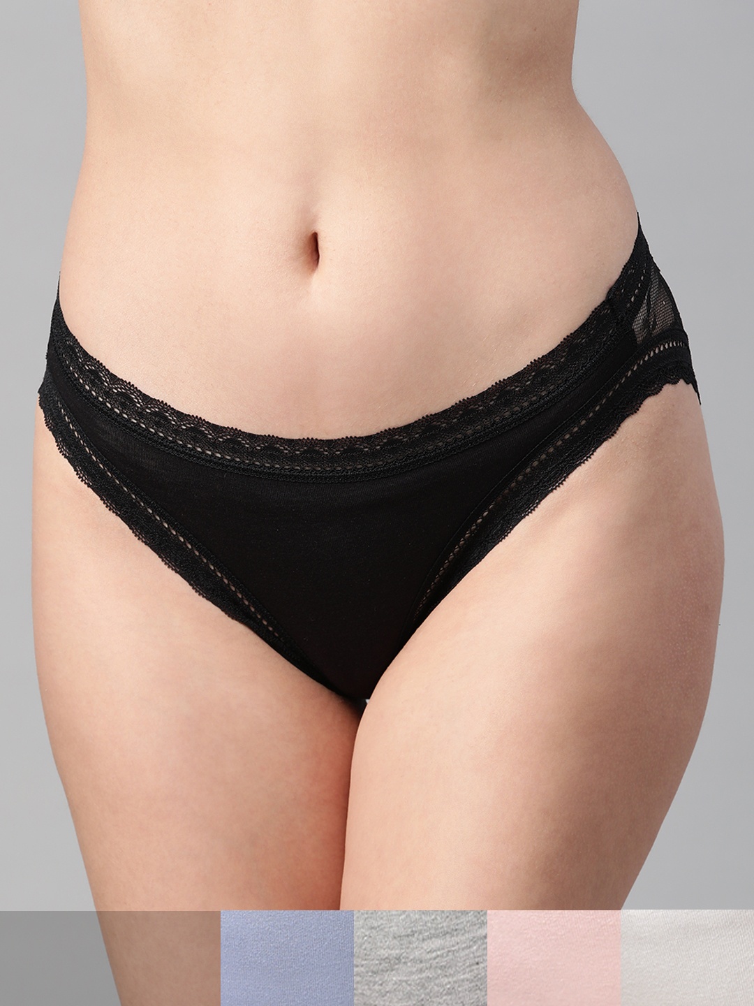 

Marks & Spencer Pack of 5 Solid Lace Bikini Briefs, Grey