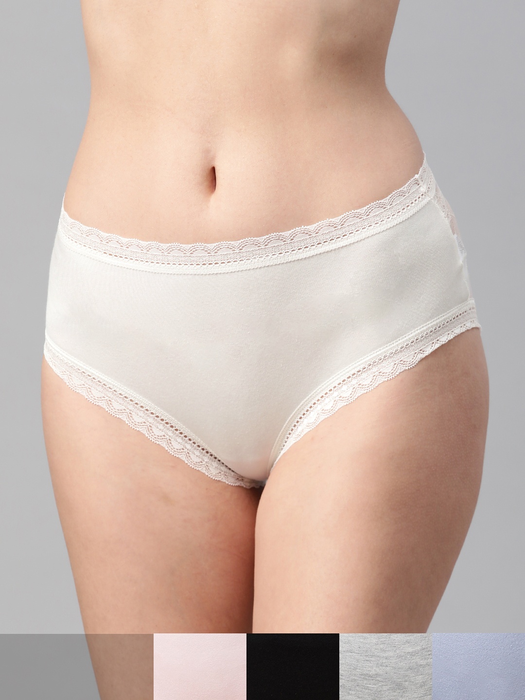 

Marks & Spencer Pack of 5 Solid Lace Bikini Briefs, Grey melange