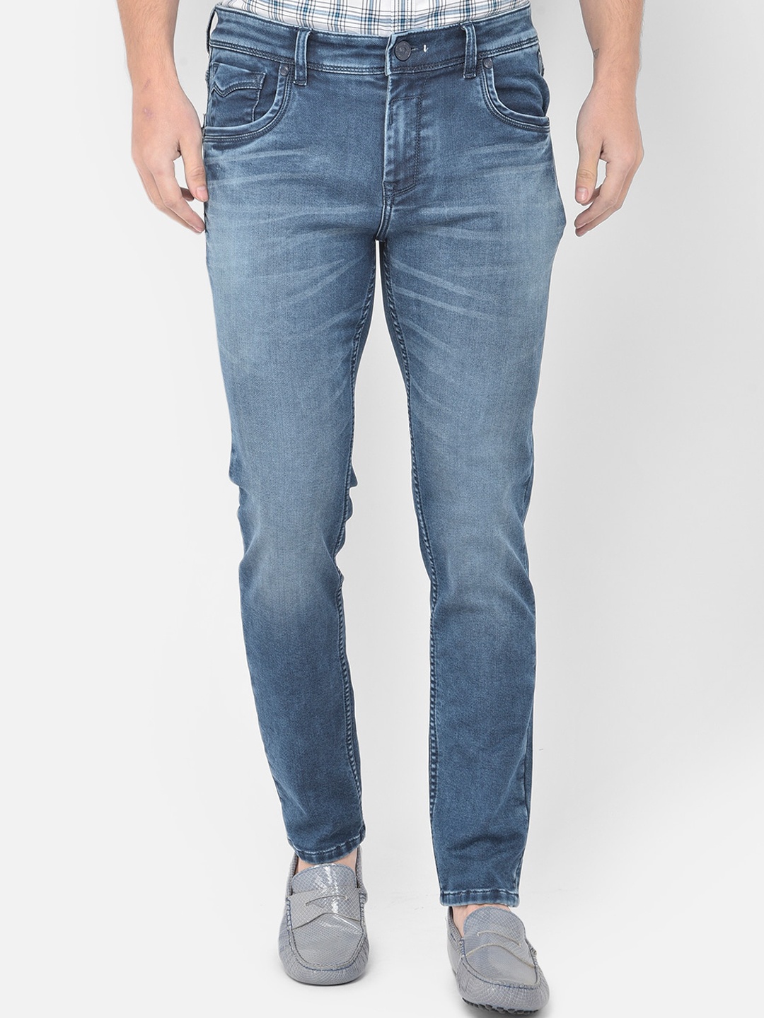 

Canary London Men Blue Smart Slim Fit Low-Rise Heavy Fade Stretchable Jeans