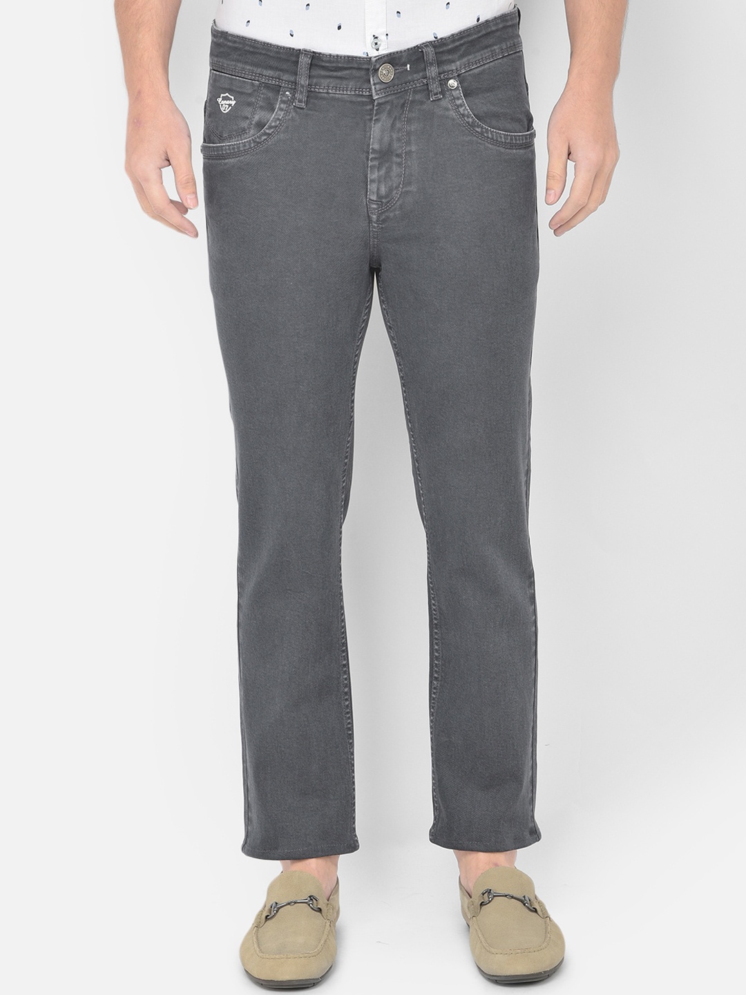 

Canary London Men Grey Smart Straight Fit Stretchable Jeans