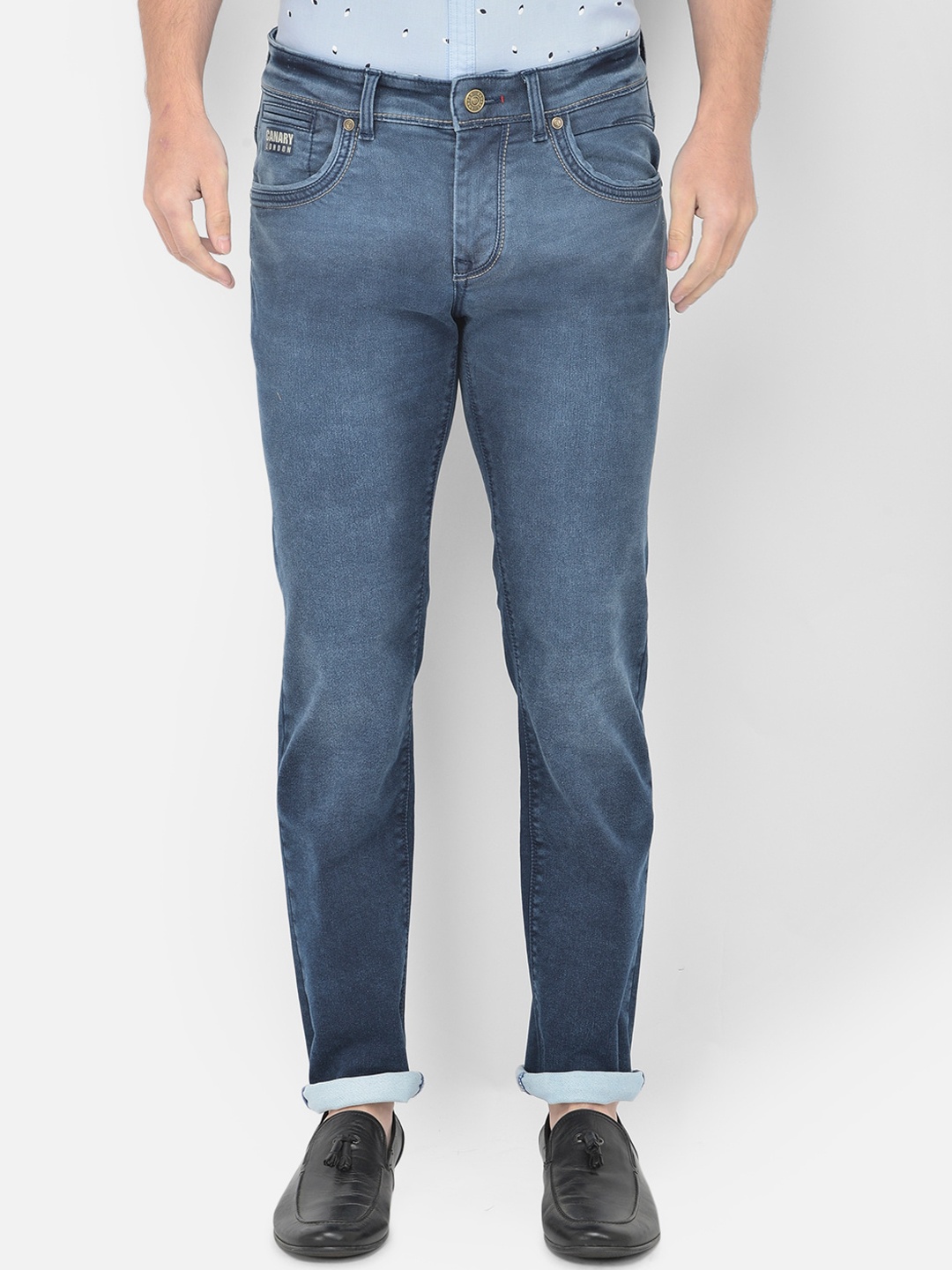 

Canary London Men Blue Smart Slim Fit Low-Rise Light Fade Stretchable Jeans
