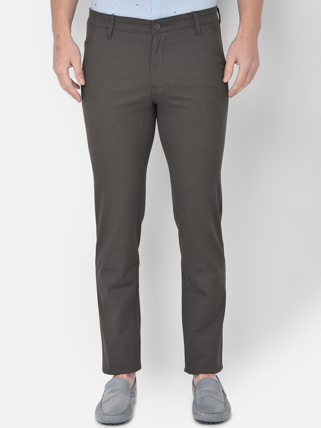 

Canary London Men Grey Smart Slim Fit Wrinkle Free Trousers