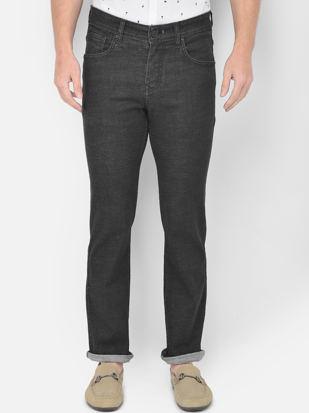 

Canary London Men Black Smart Straight Fit Stretchable Jeans