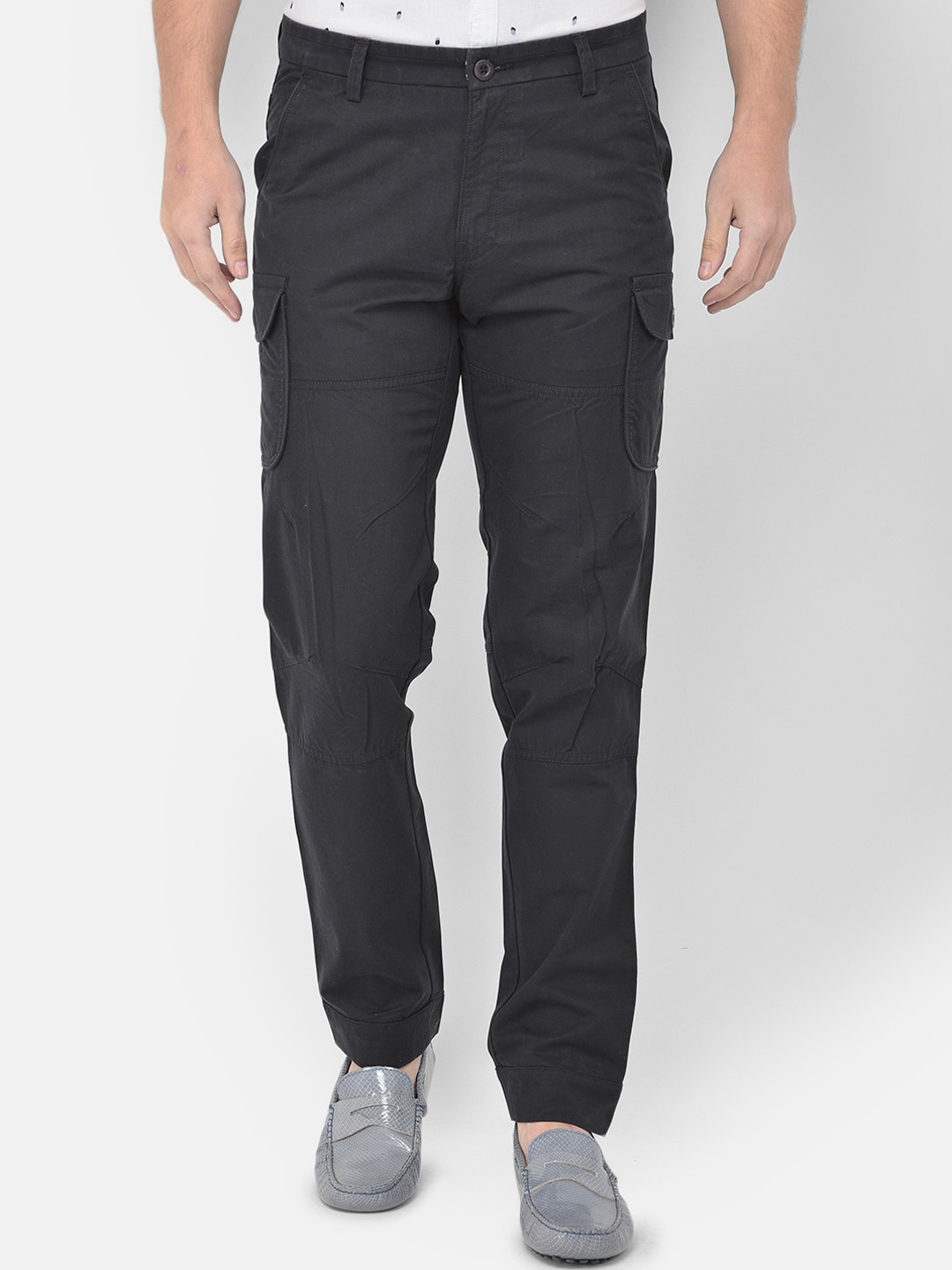

Canary London Men Navy Blue Smart Slim Fit Wrinkle Free Cargos Trousers