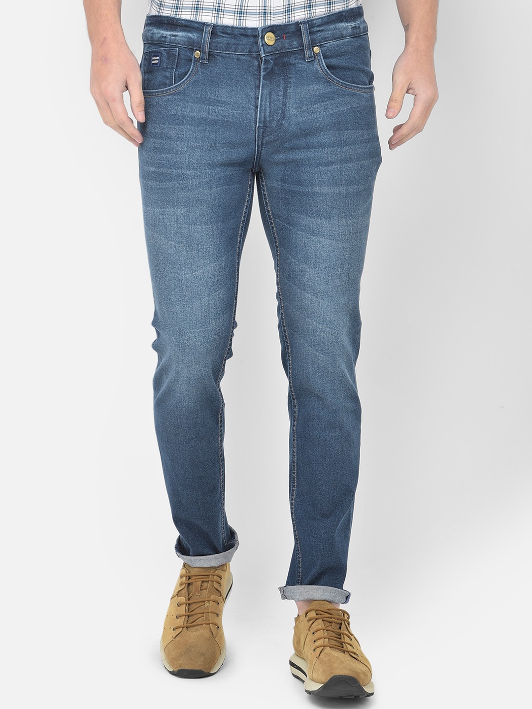 

Canary London Men Blue Smart Slim Fit Low-Rise Light Fade Stretchable Jeans