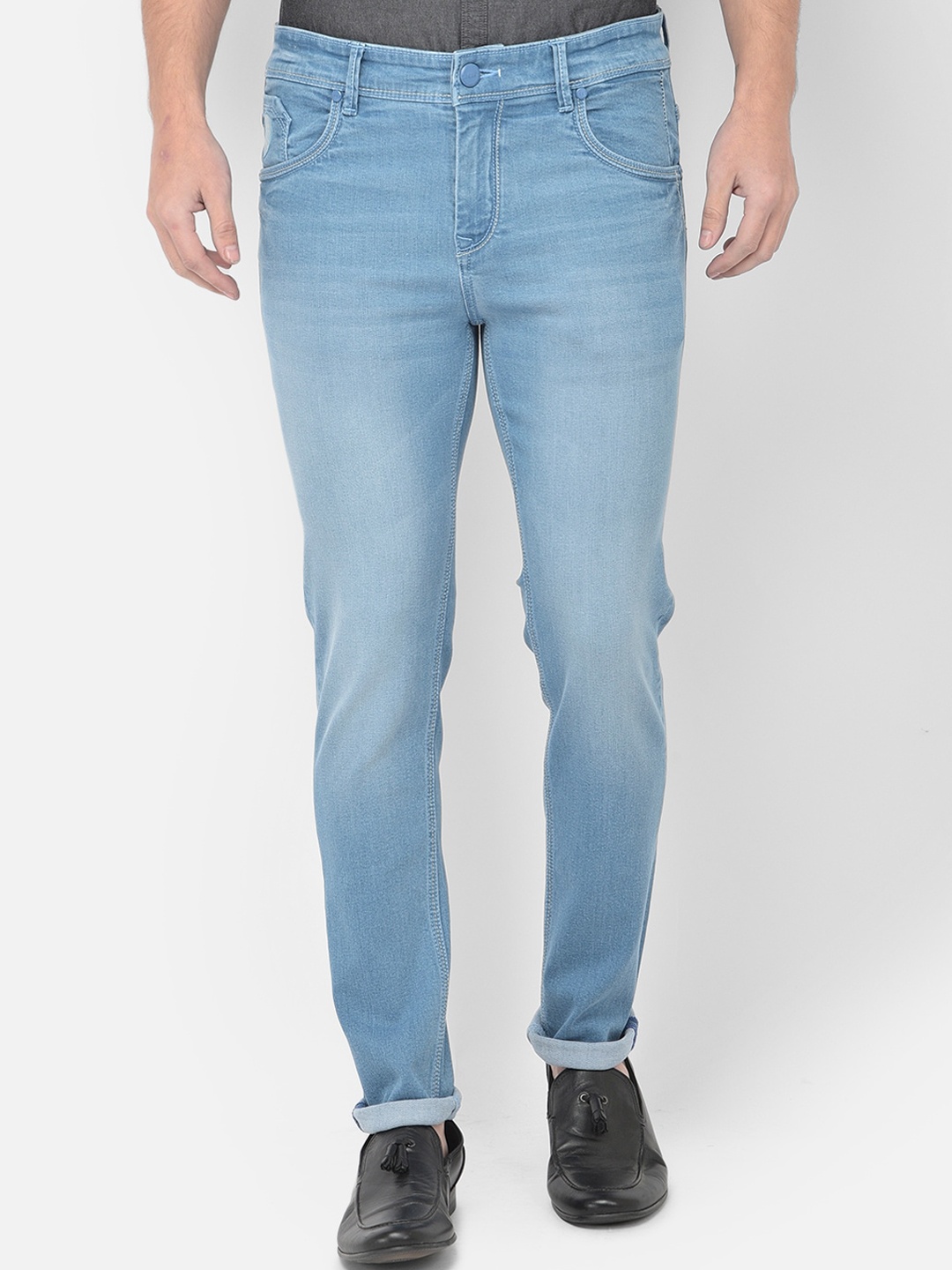 

Canary London Men Blue Smart Slim Fit Low-Rise Light Fade Stretchable Jeans